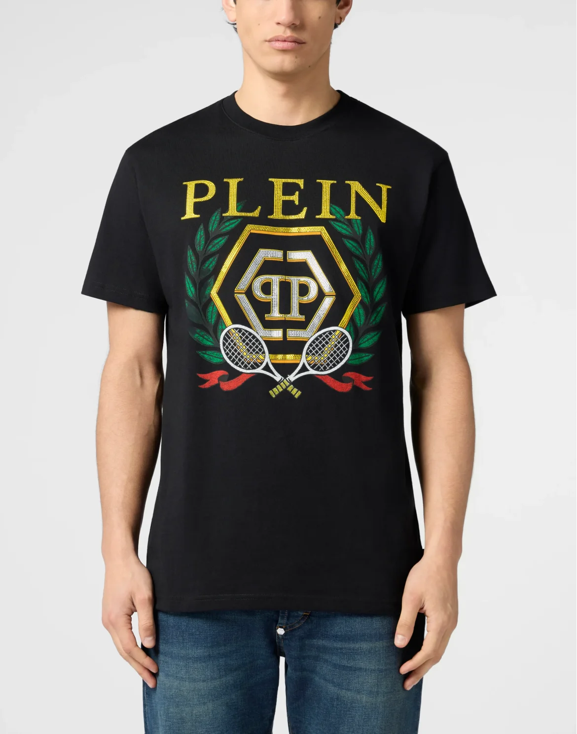 Round Neck T-Shirt Tennis Crest, цвет: Черный
