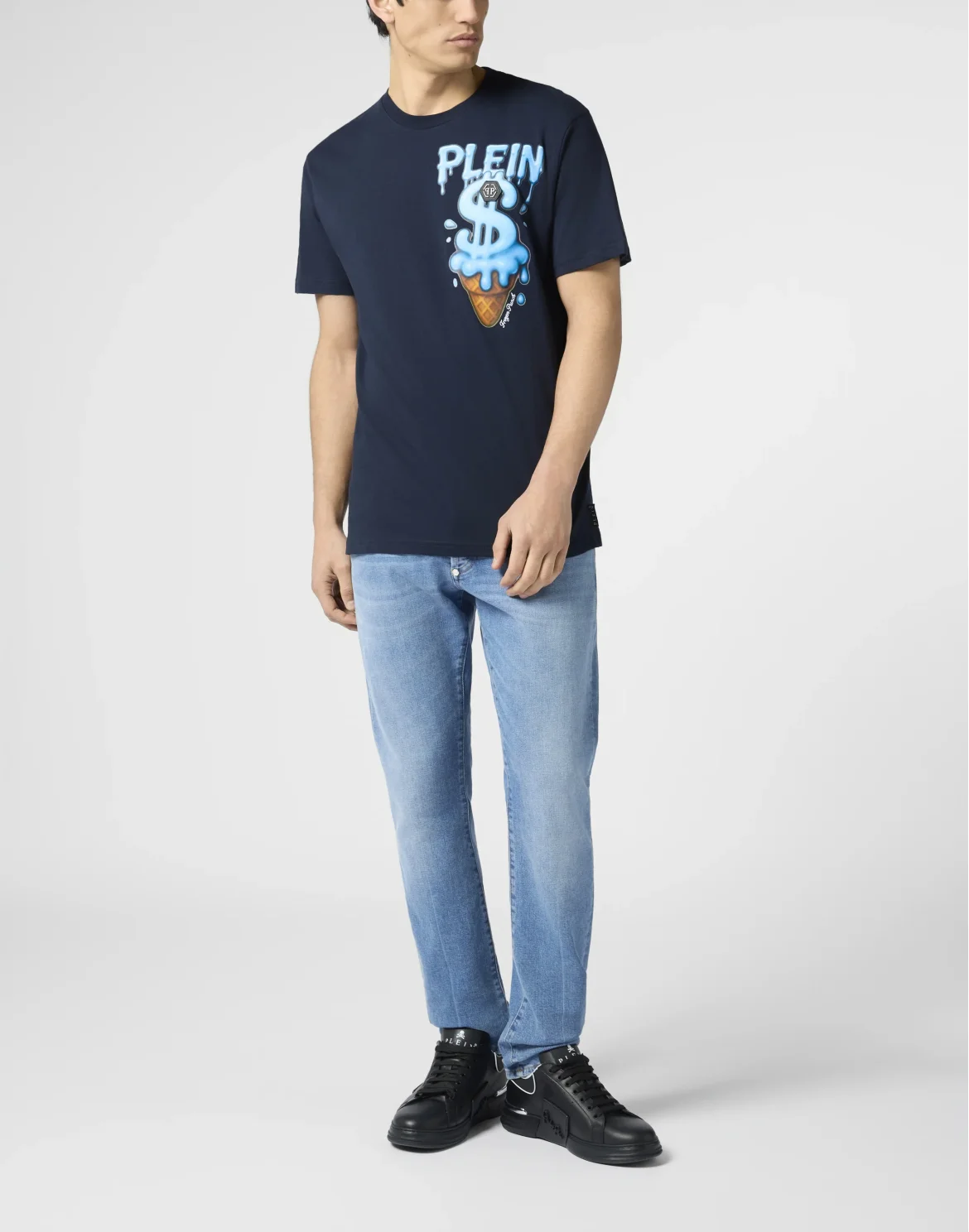 Round Neck T-Shirt Ice Cream Dollar, цвет: Синий
