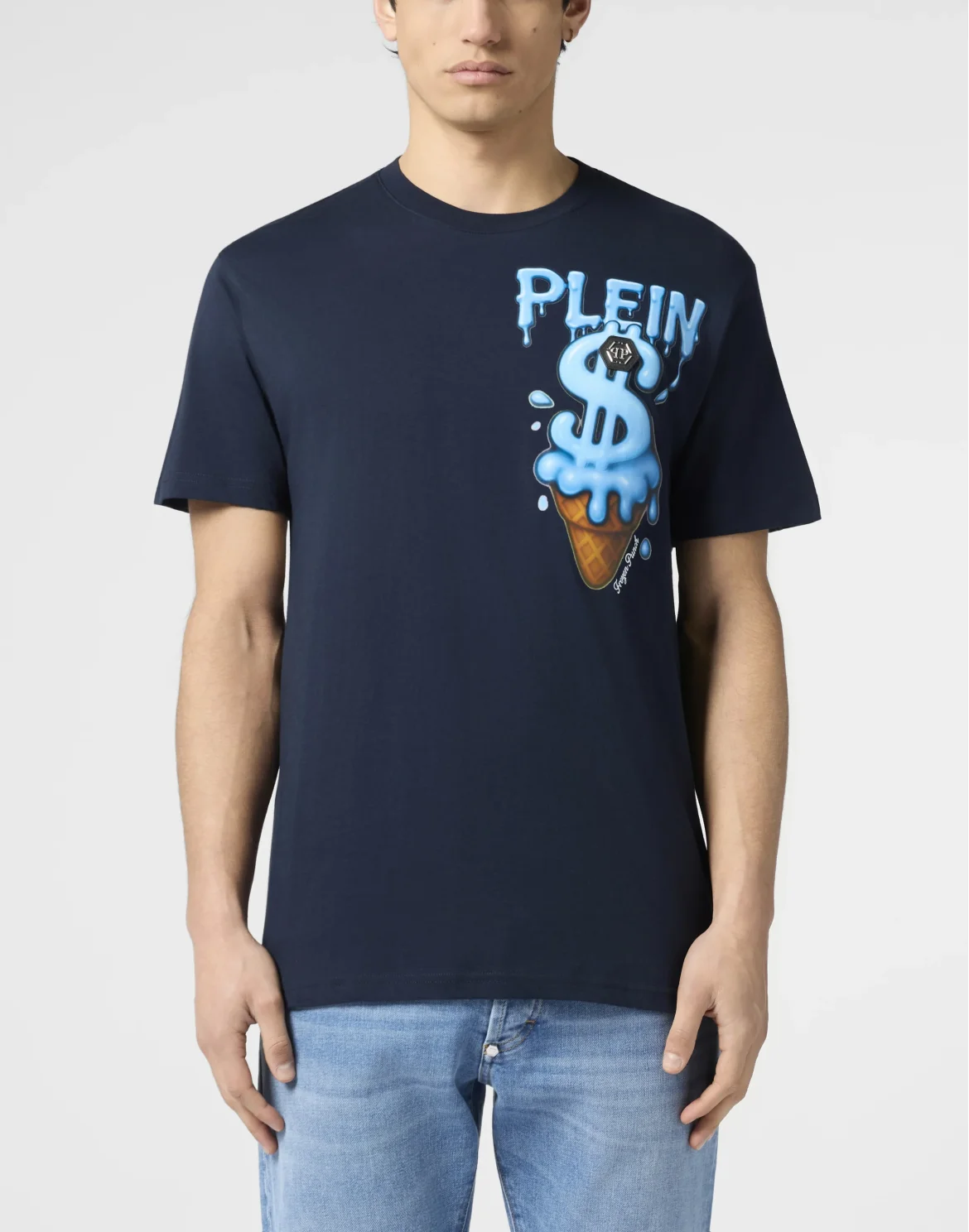 Round Neck T-Shirt Ice Cream Dollar, цвет: Синий