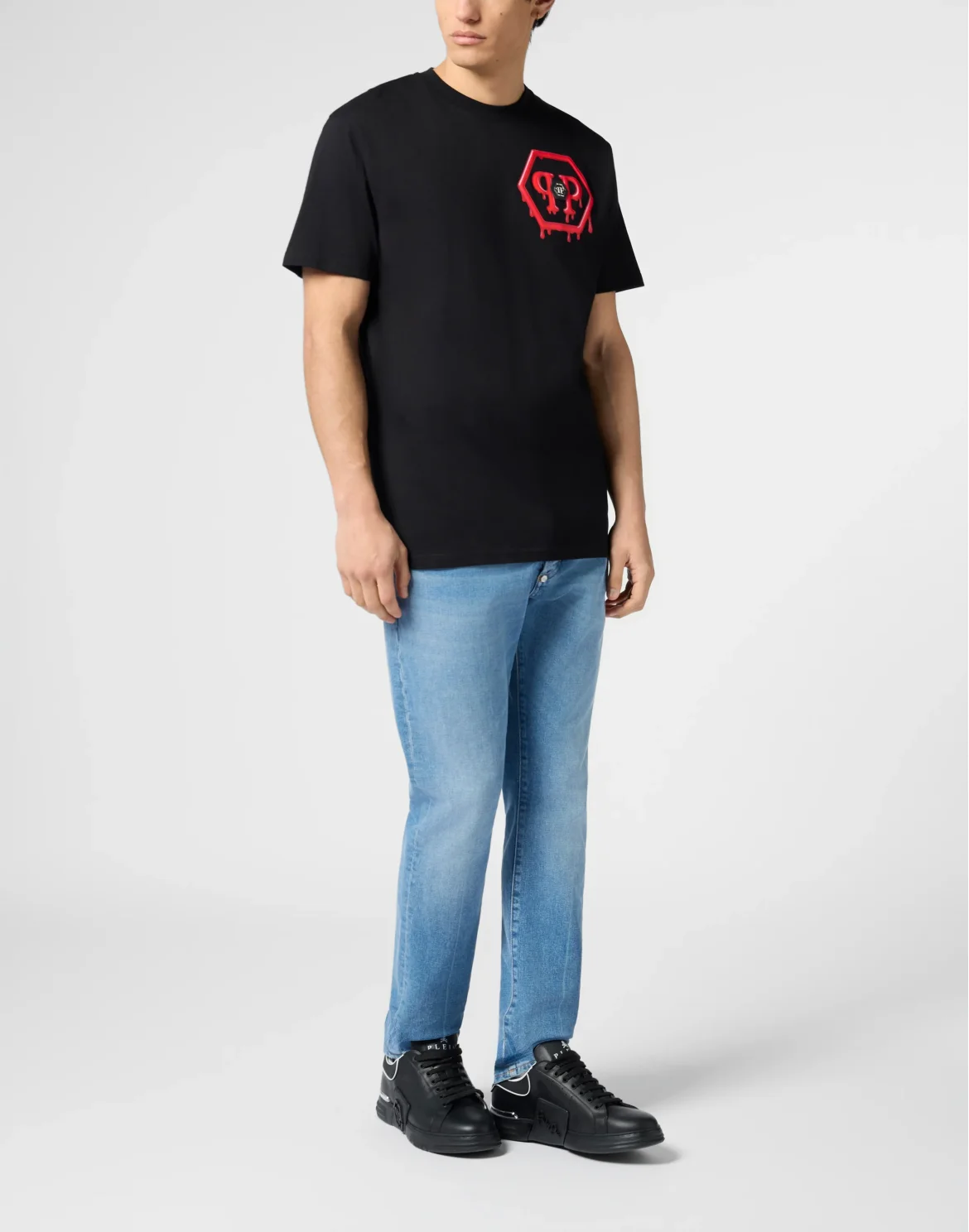 Round Neck T-Shirt Puffy Hexagon, цвет: Черный