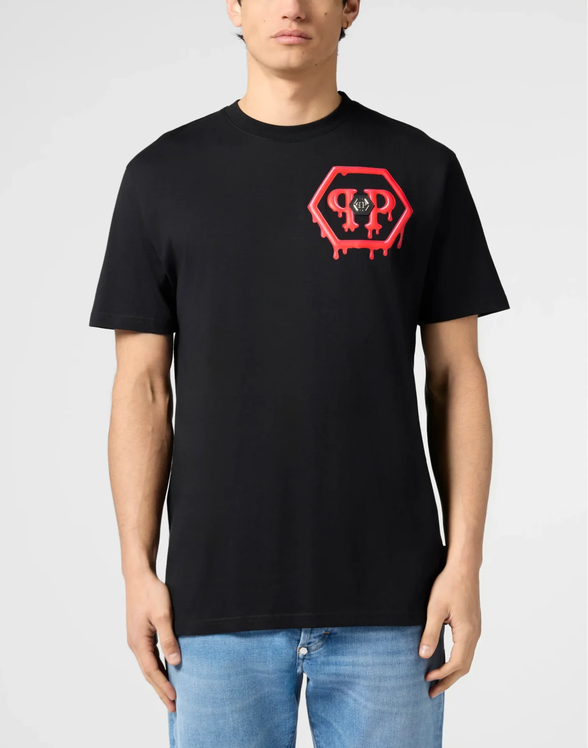 Round Neck T-Shirt Puffy Hexagon, цвет: Черный