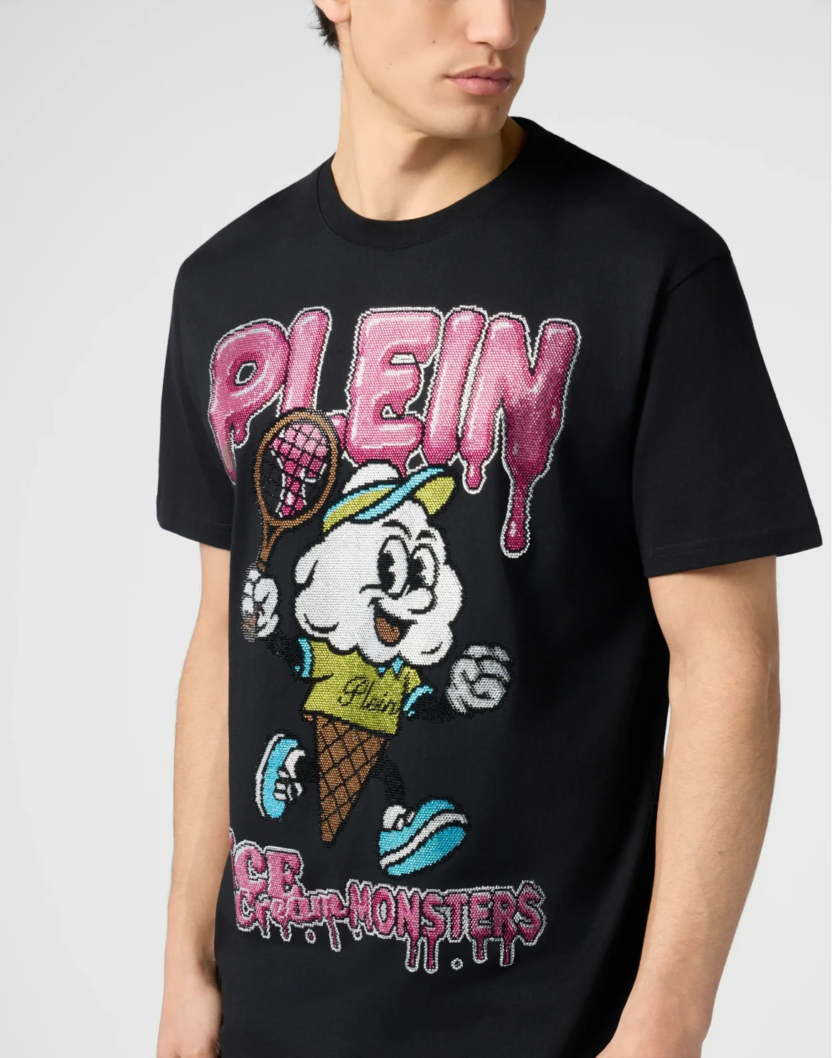 Round Neck T-Shirt Tennis Ice Cream, цвет: Черный
