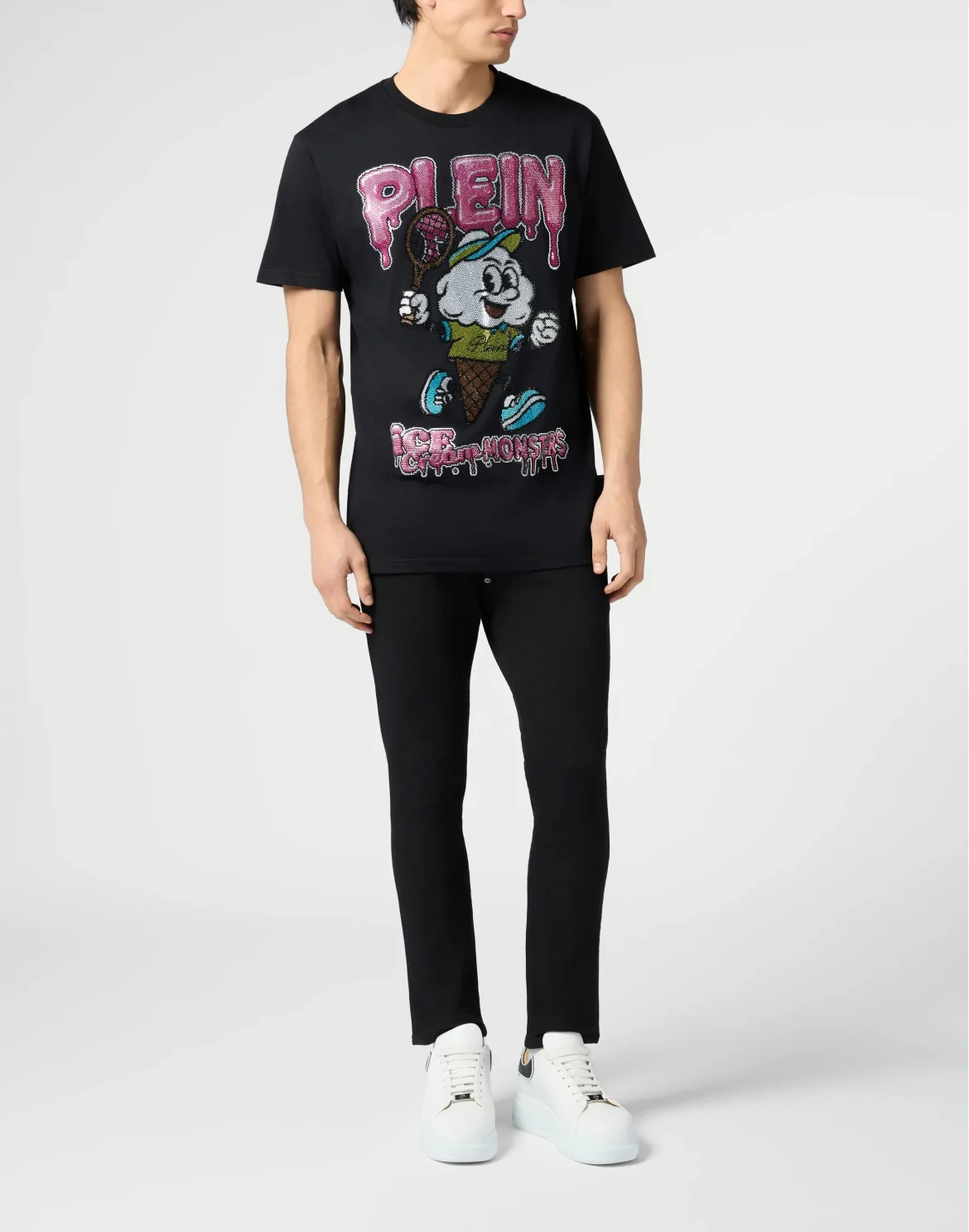 Round Neck T-Shirt Tennis Ice Cream, цвет: Черный