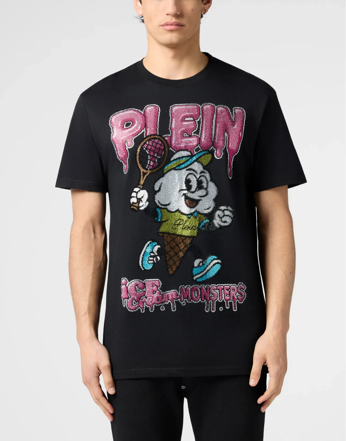 Round Neck T-Shirt Tennis Ice Cream, цвет: Черный