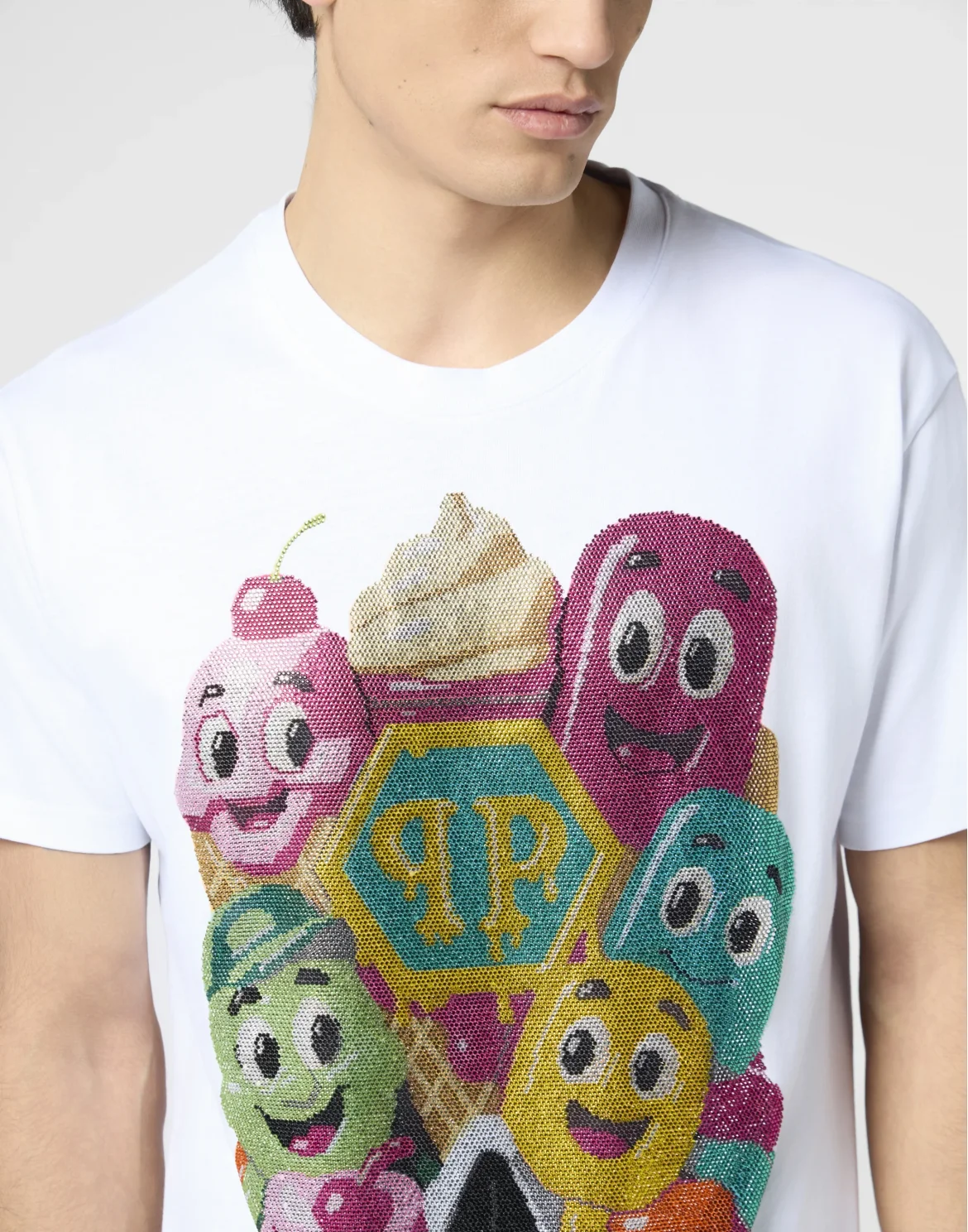 Round Neck T-Shirt Little Ice Cream Skull, цвет: Белый