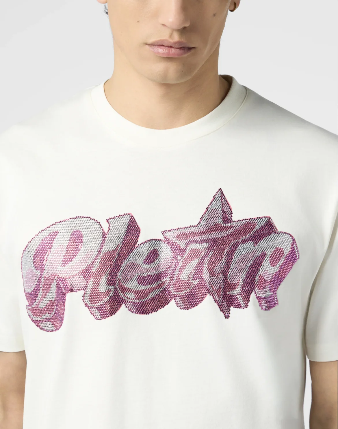 Round Neck T-Shirt Gummy Plein Stones, цвет: Бежевый