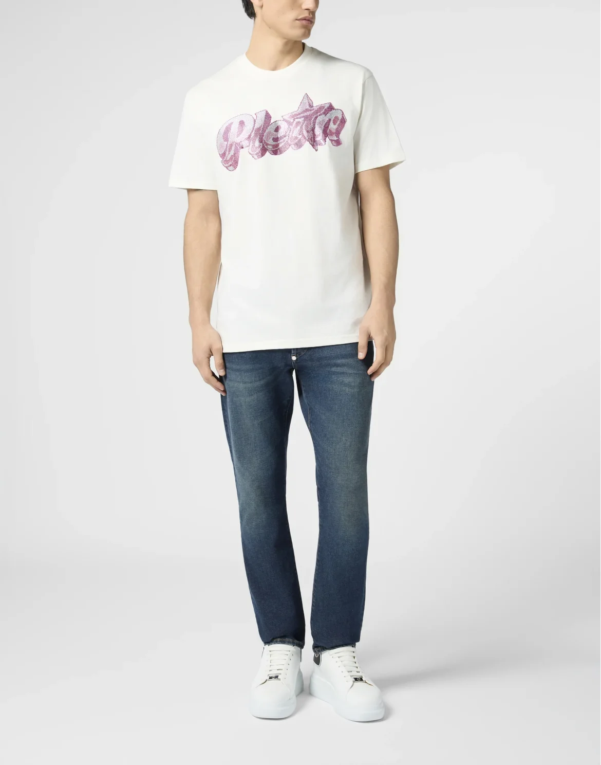 Round Neck T-Shirt Gummy Plein Stones, цвет: Бежевый