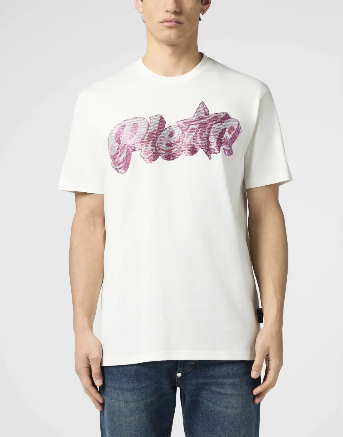 Round Neck T-Shirt Gummy Plein Stones, цвет: Бежевый