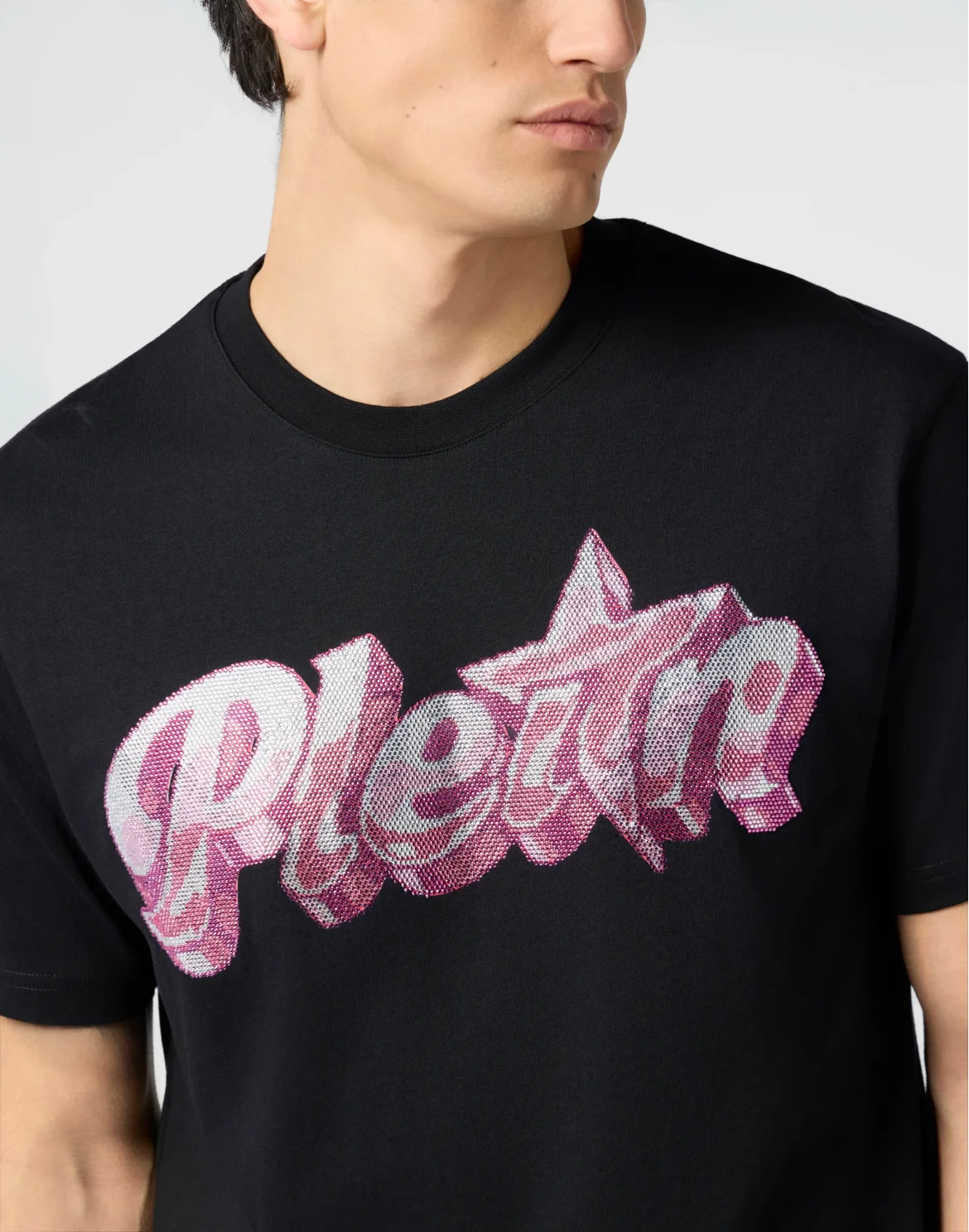 Round Neck T-Shirt Gummy Plein Stones, цвет: Черный