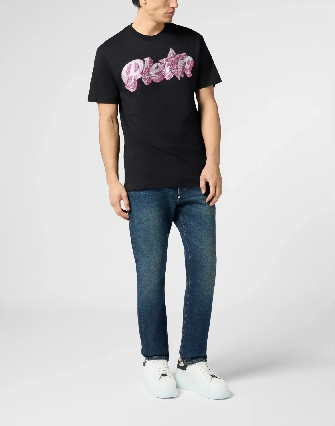 Round Neck T-Shirt Gummy Plein Stones, цвет: Черный