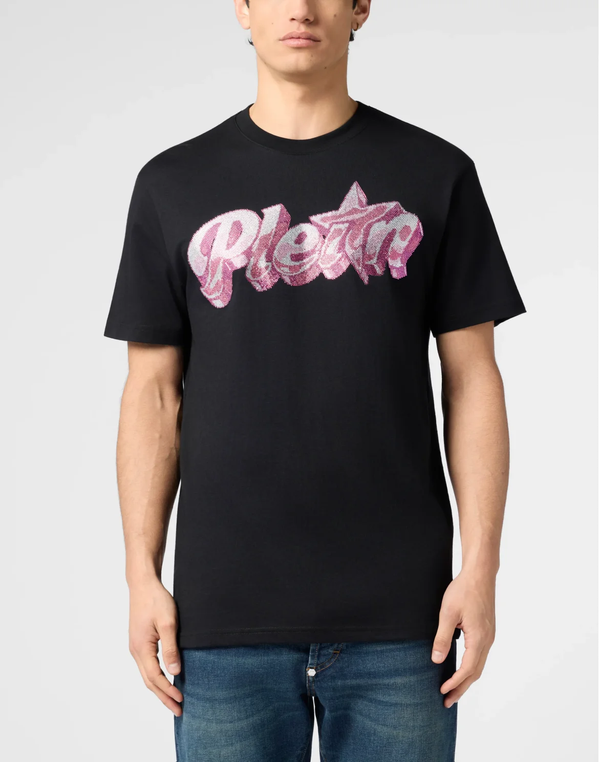 Round Neck T-Shirt Gummy Plein Stones, цвет: Черный