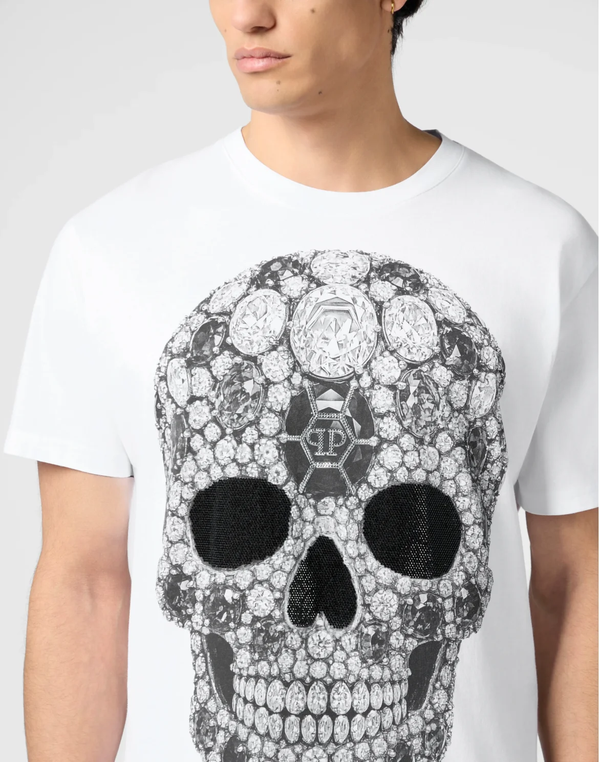 Round Neck T-Shirt Skull Stones, цвет: Белый