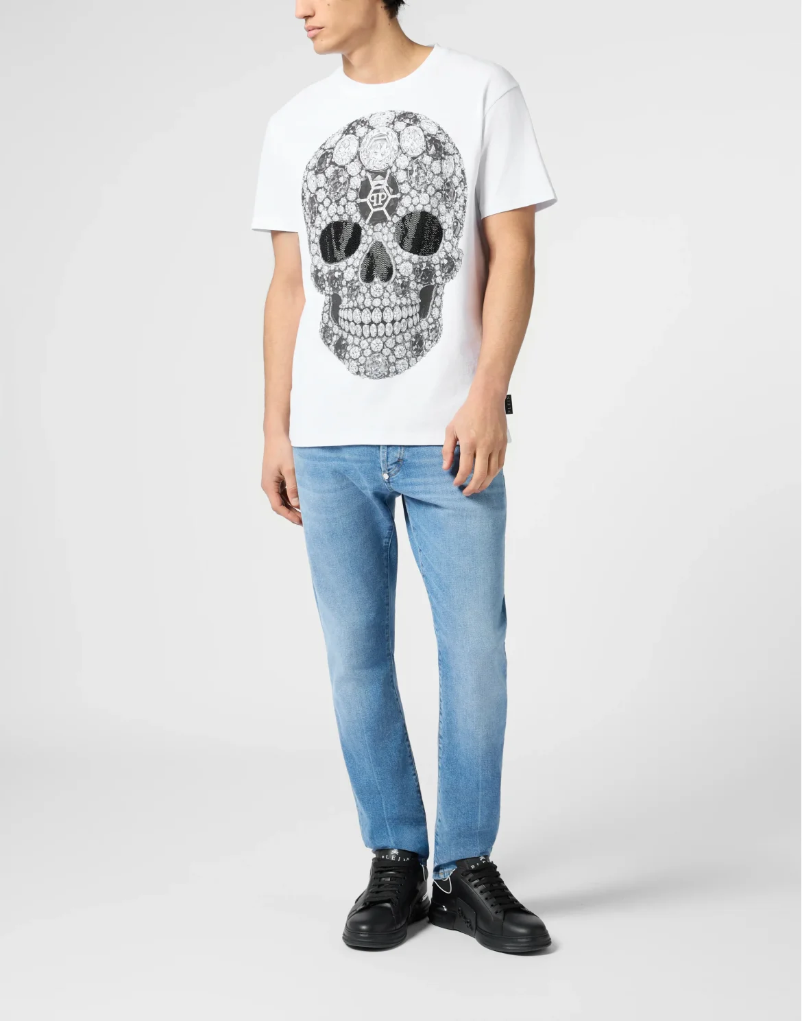 Round Neck T-Shirt Skull Stones, цвет: Белый
