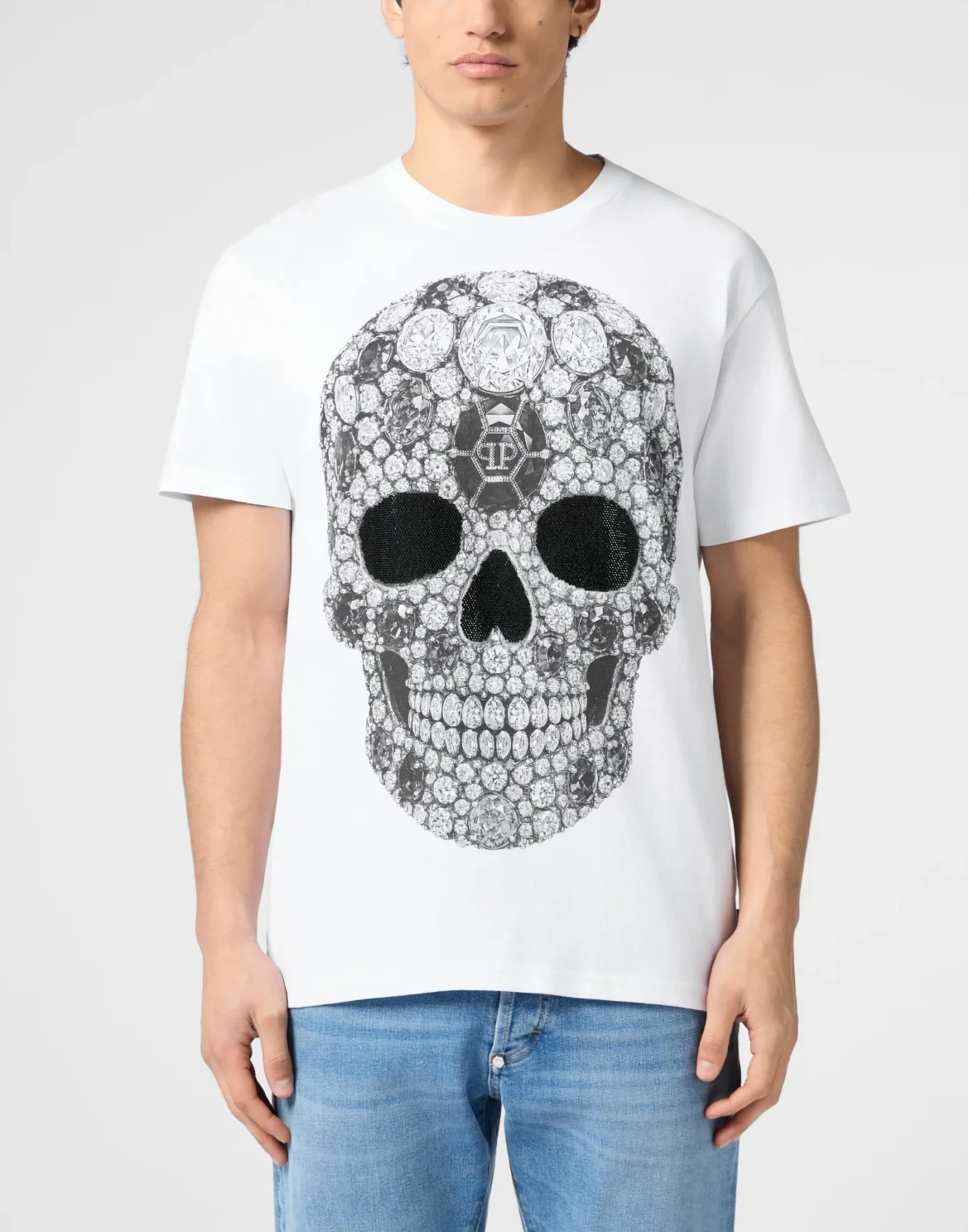 Round Neck T-Shirt Skull Stones, цвет: Белый