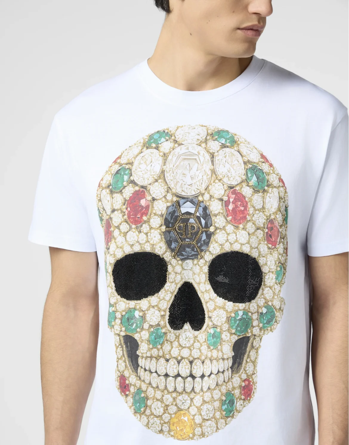 Round Neck T-Shirt Skull Stones, цвет: Белый