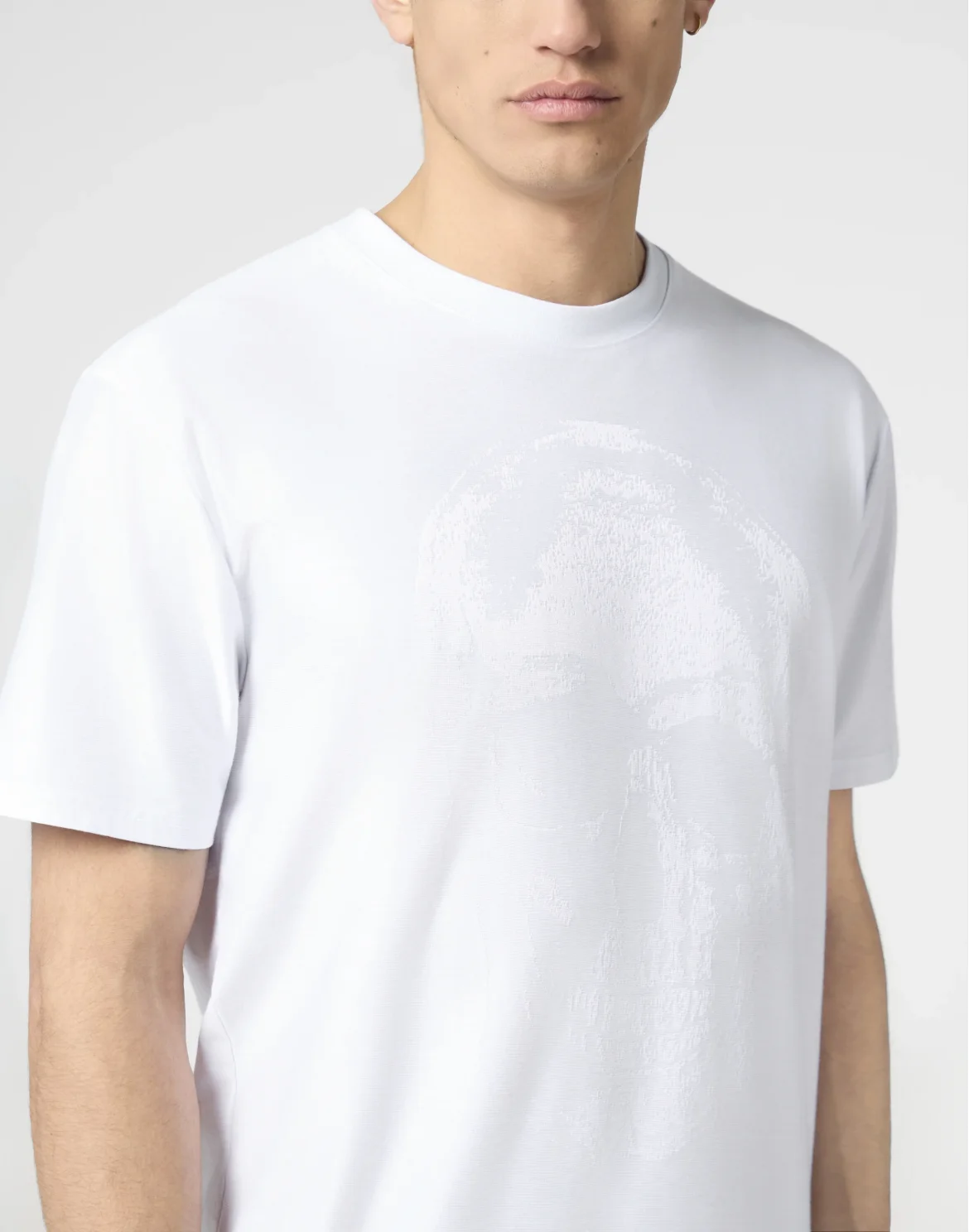 Round Neck T-Shirt Jacquard Skull, цвет: Белый
