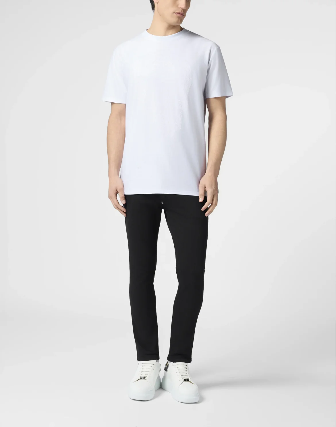 Round Neck T-Shirt Jacquard Skull, цвет: Белый