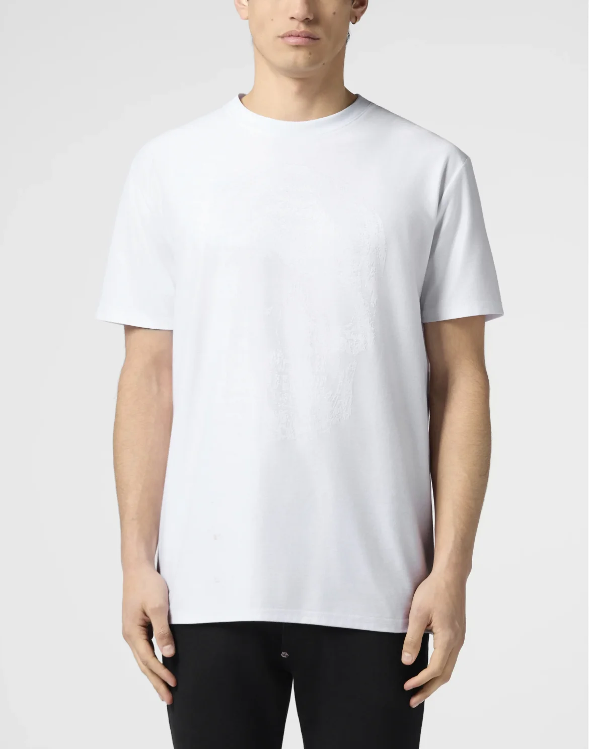 Round Neck T-Shirt Jacquard Skull, цвет: Белый
