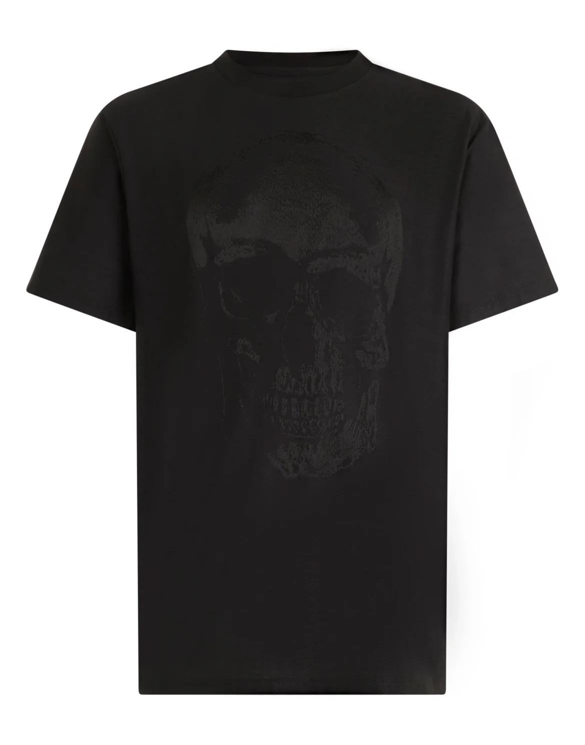 Round Neck T-Shirt Jacquard Skull, цвет: Черный