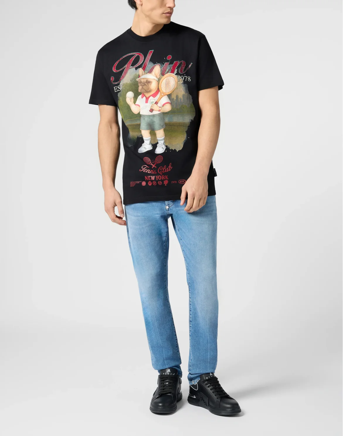 Round Neck T-Shirt Bulldog Tennis Club, цвет: Черный