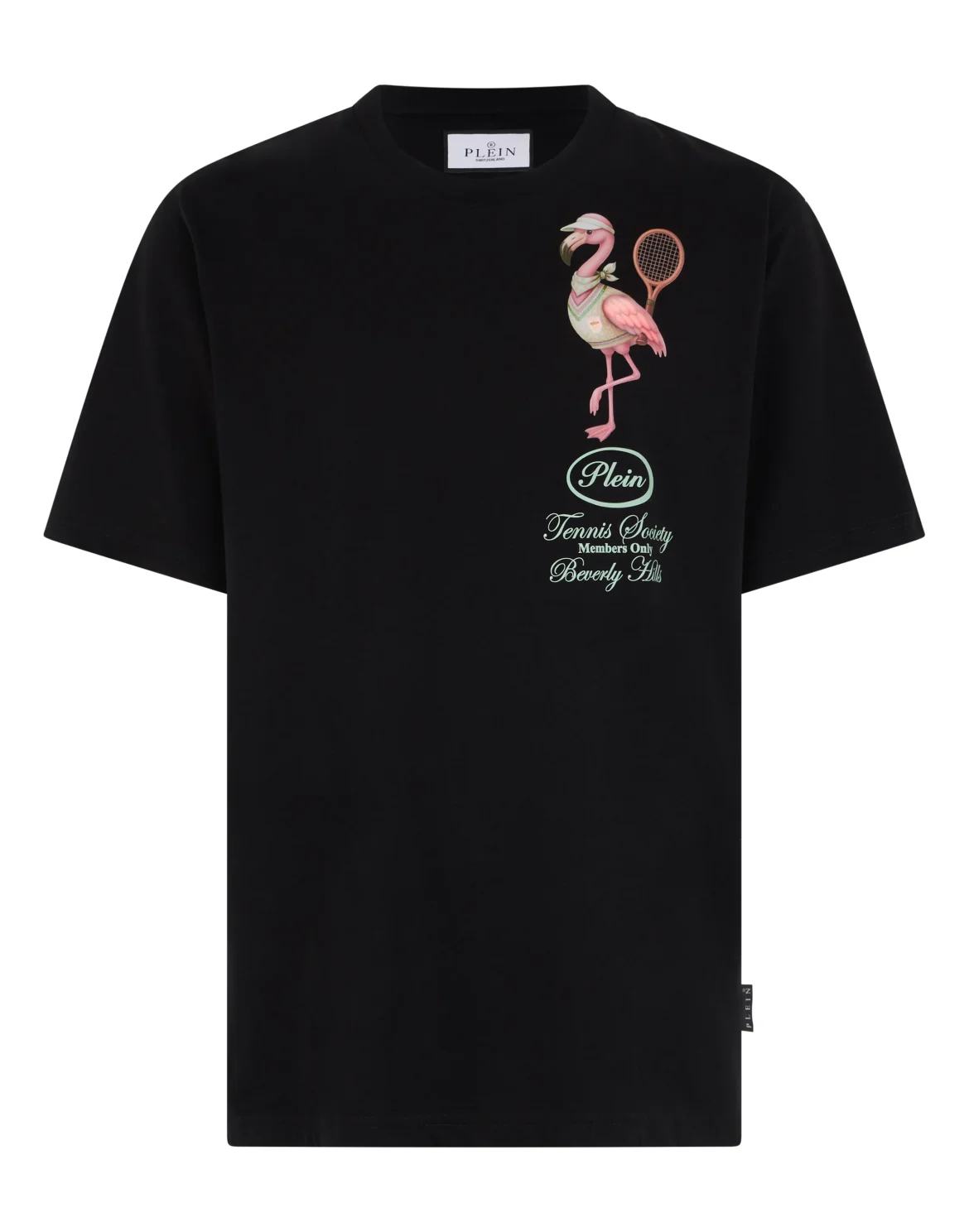 Round Neck T-Shirt Flamingo Tennis Society, цвет: Черный