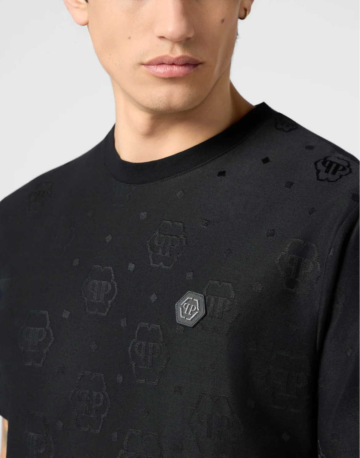 Round Neck T-Shirt Jacquard Tennis Monogram, цвет: Черный