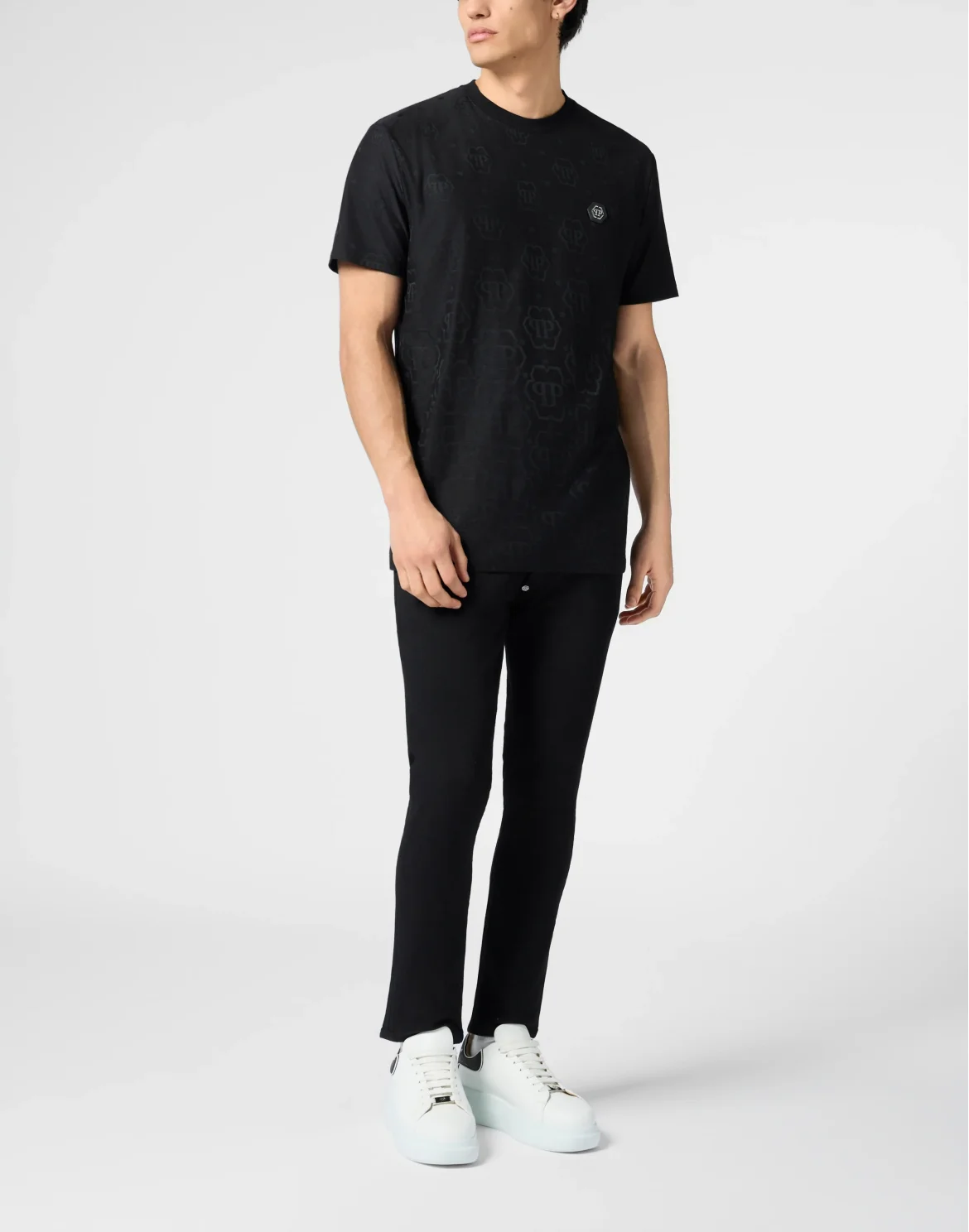 Round Neck T-Shirt Jacquard Tennis Monogram, цвет: Черный