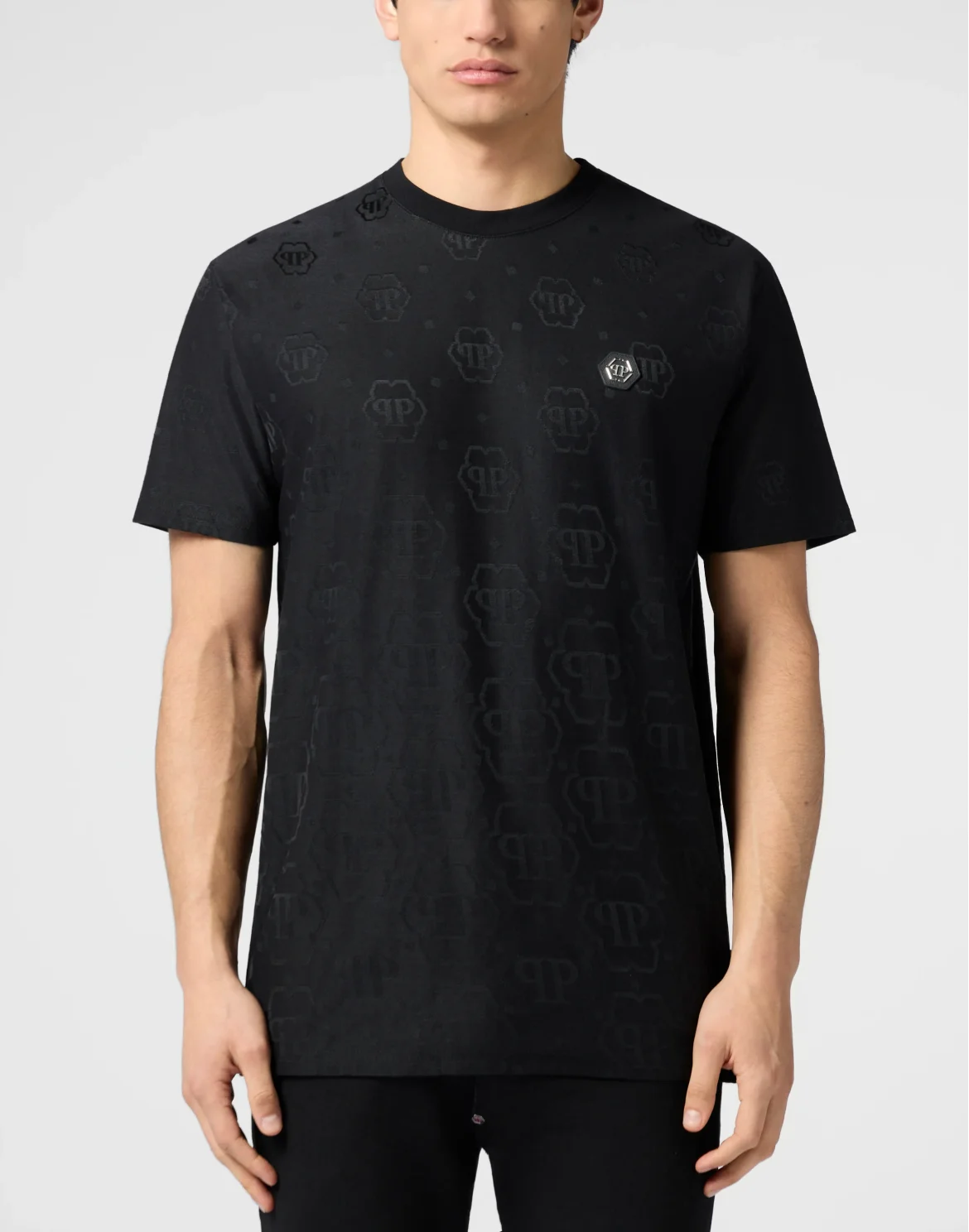 Round Neck T-Shirt Jacquard Tennis Monogram, цвет: Черный