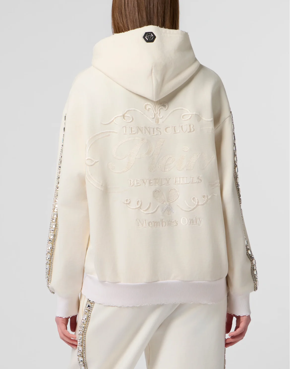 Washed Zip Hoodie Tennis Club Crystals, цвет: Бежевый