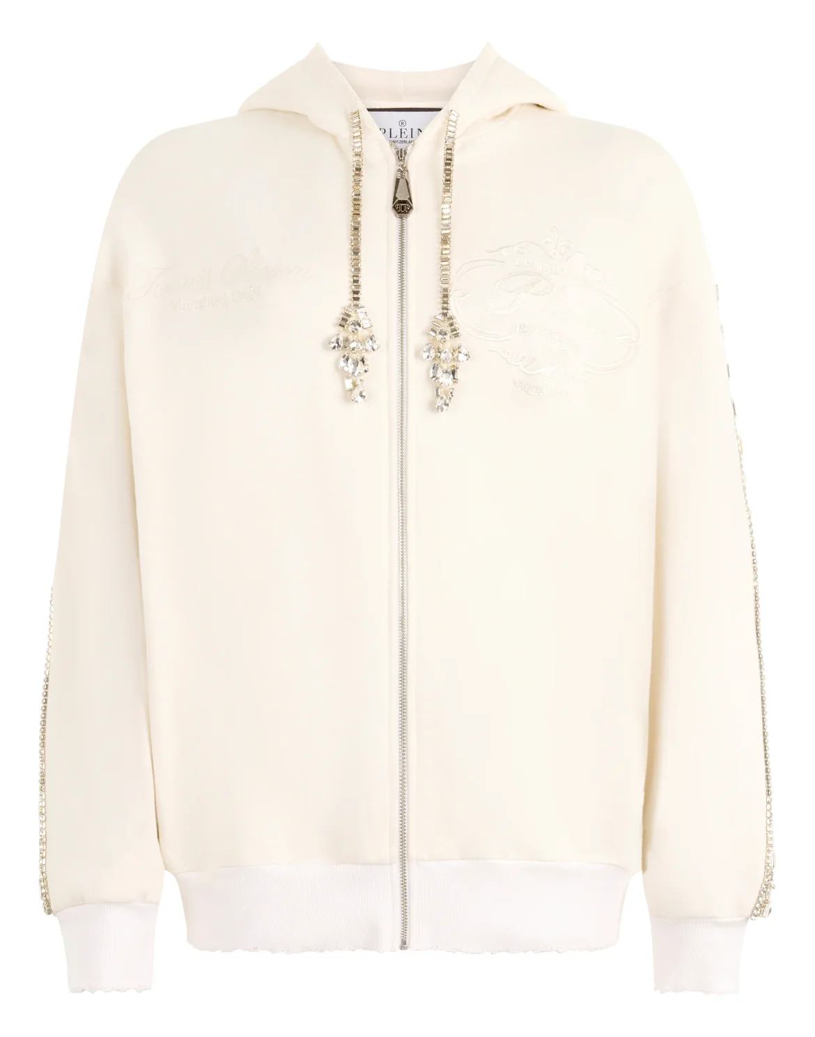 Washed Zip Hoodie Tennis Club Crystals, цвет: Бежевый