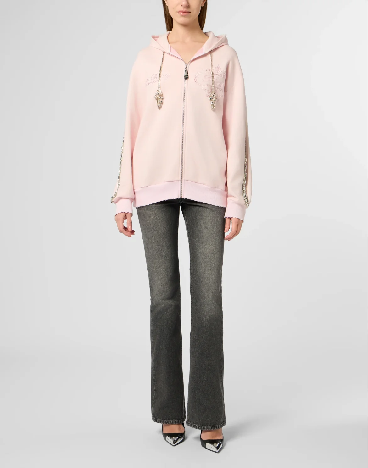 Washed Zip Hoodie Tennis Club Crystals, цвет: Розовый