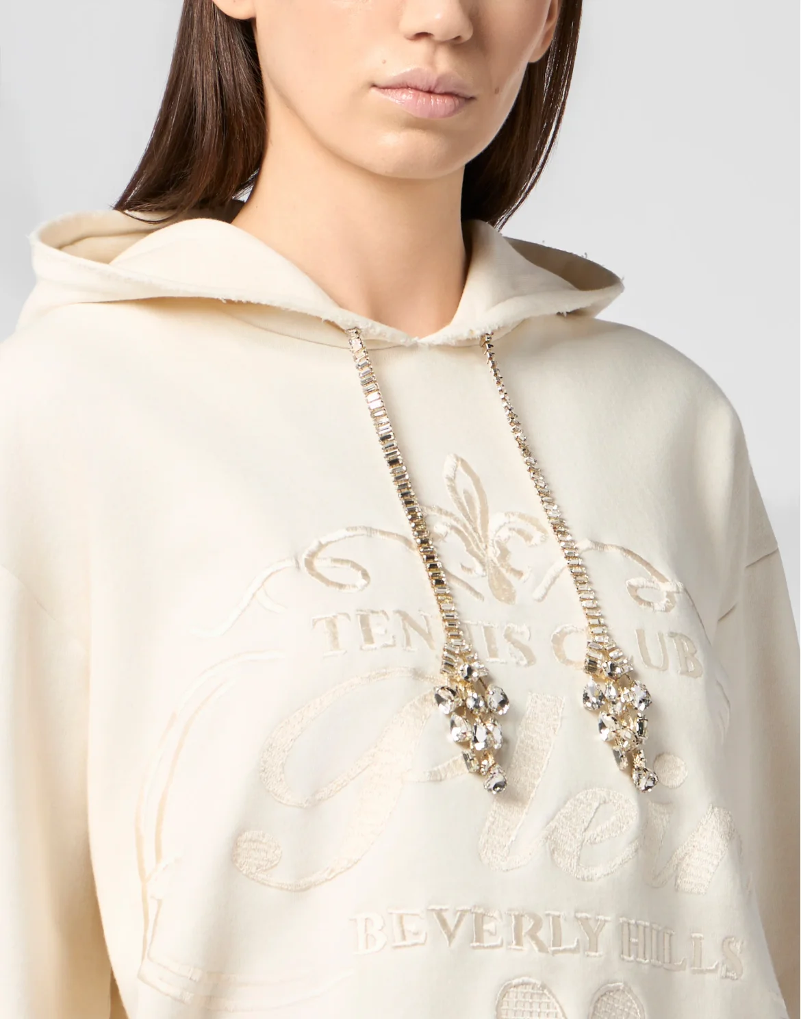 Washed Hoodie Tennis Club Crystals, цвет: Бежевый