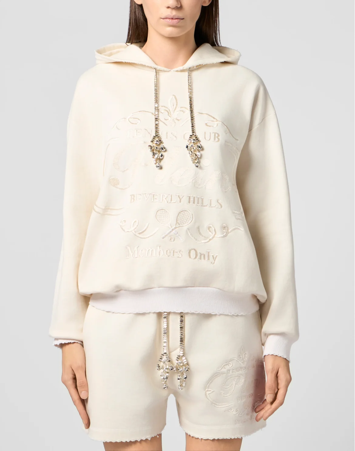 Washed Hoodie Tennis Club Crystals, цвет: Бежевый