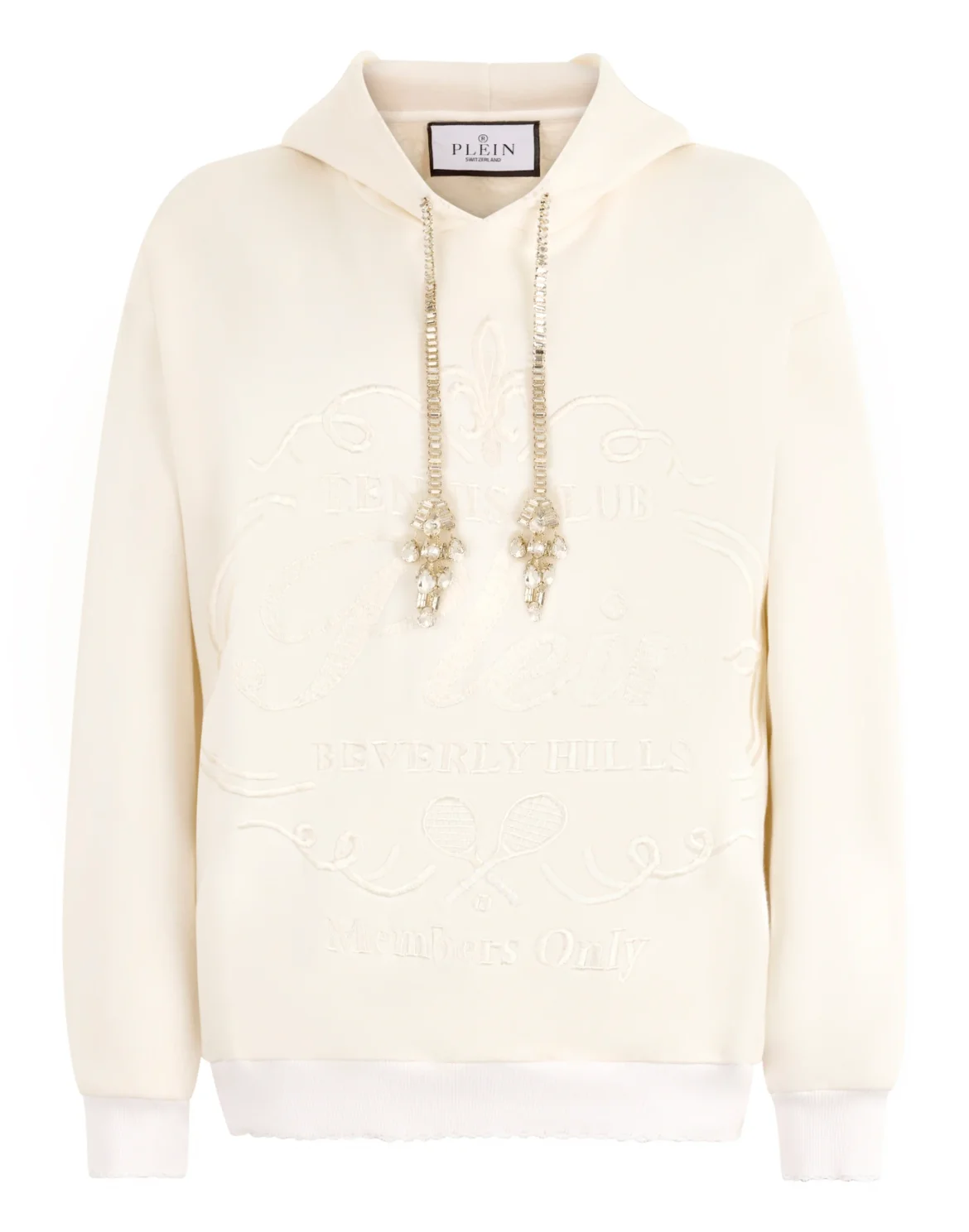 Washed Hoodie Tennis Club Crystals, цвет: Бежевый