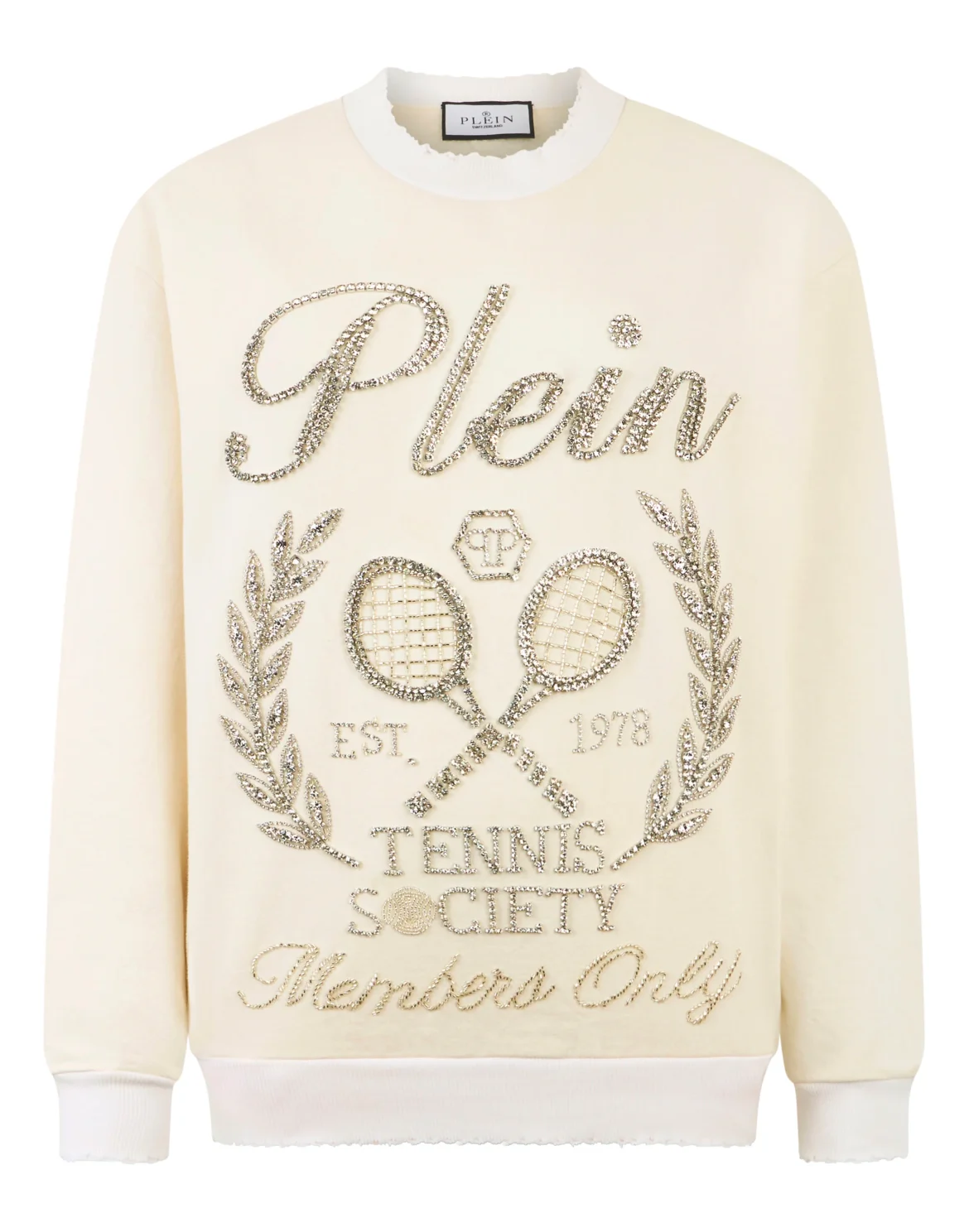 Washed Sweatshirt Tennis Society Strass, цвет: Бежевый