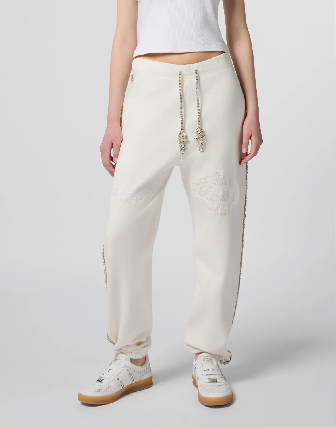 Washed Joggers Tennis Club Crystals, цвет: Бежевый