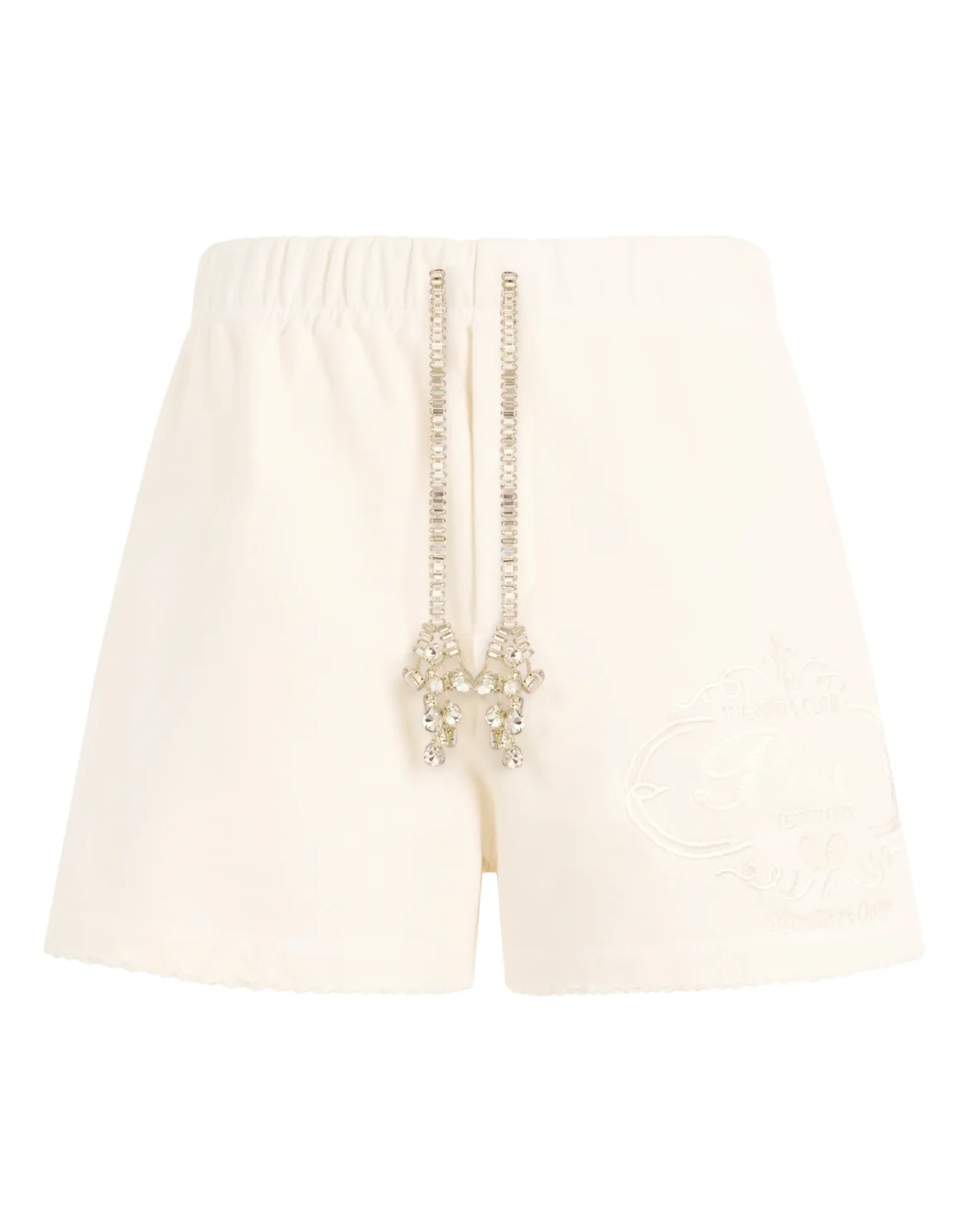 Washed Fleece Shorts Tennis Club Crystals, цвет: Бежевый