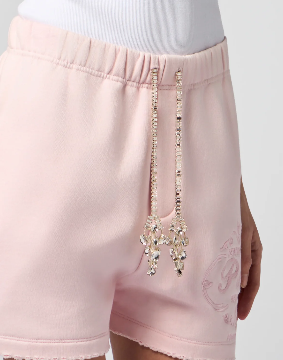 Washed Fleece Shorts Tennis Club Crystals, цвет: Розовый