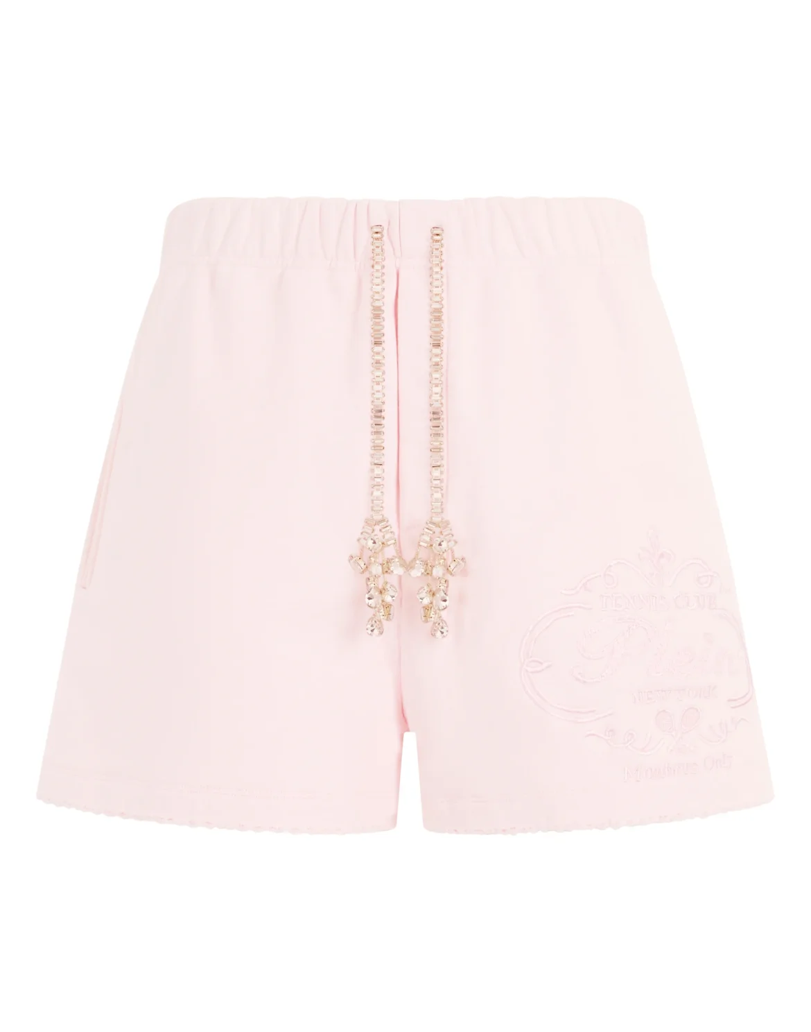 Washed Fleece Shorts Tennis Club Crystals, цвет: Розовый