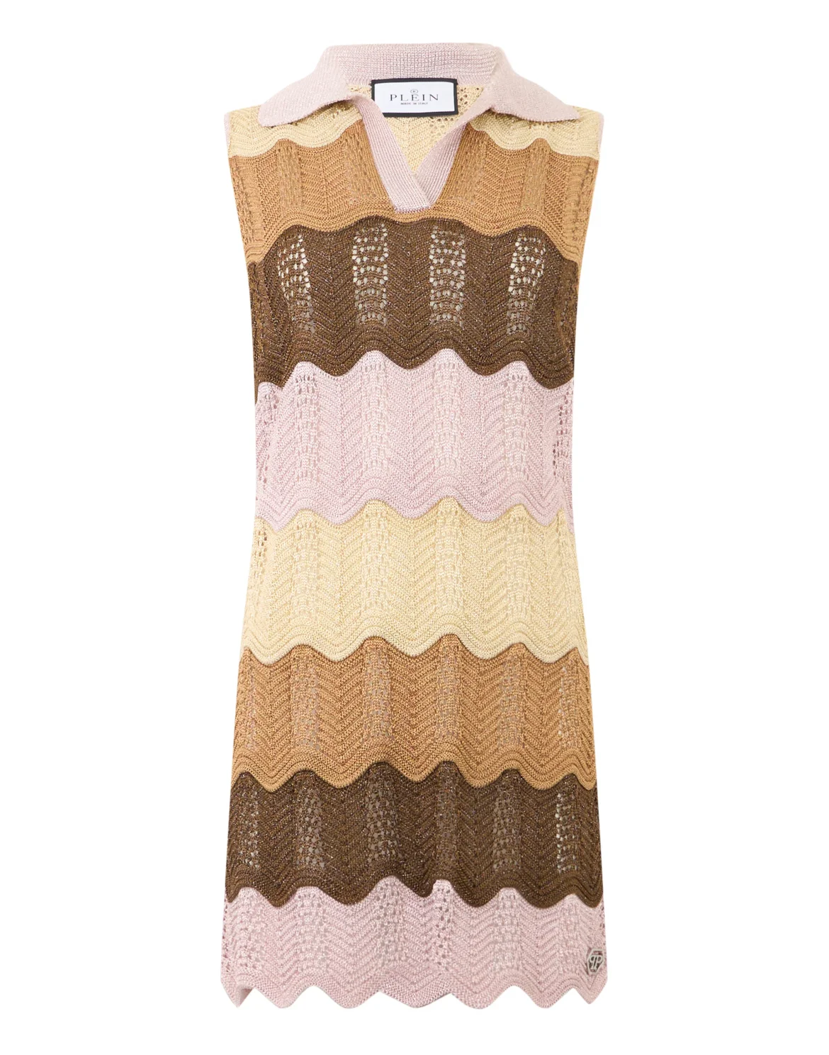 Polo Neck Mini Dress Color Wave, цвет: Розовый