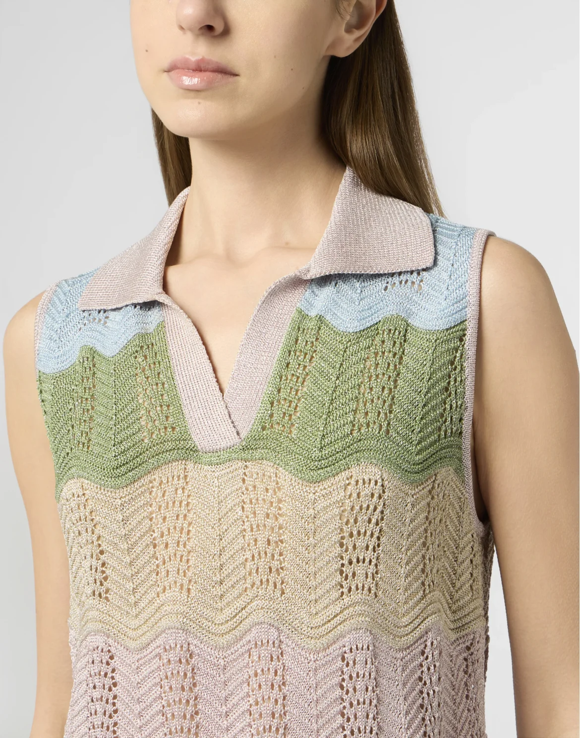 Polo Neck Mini Dress Color Wave, цвет: Мультиколор