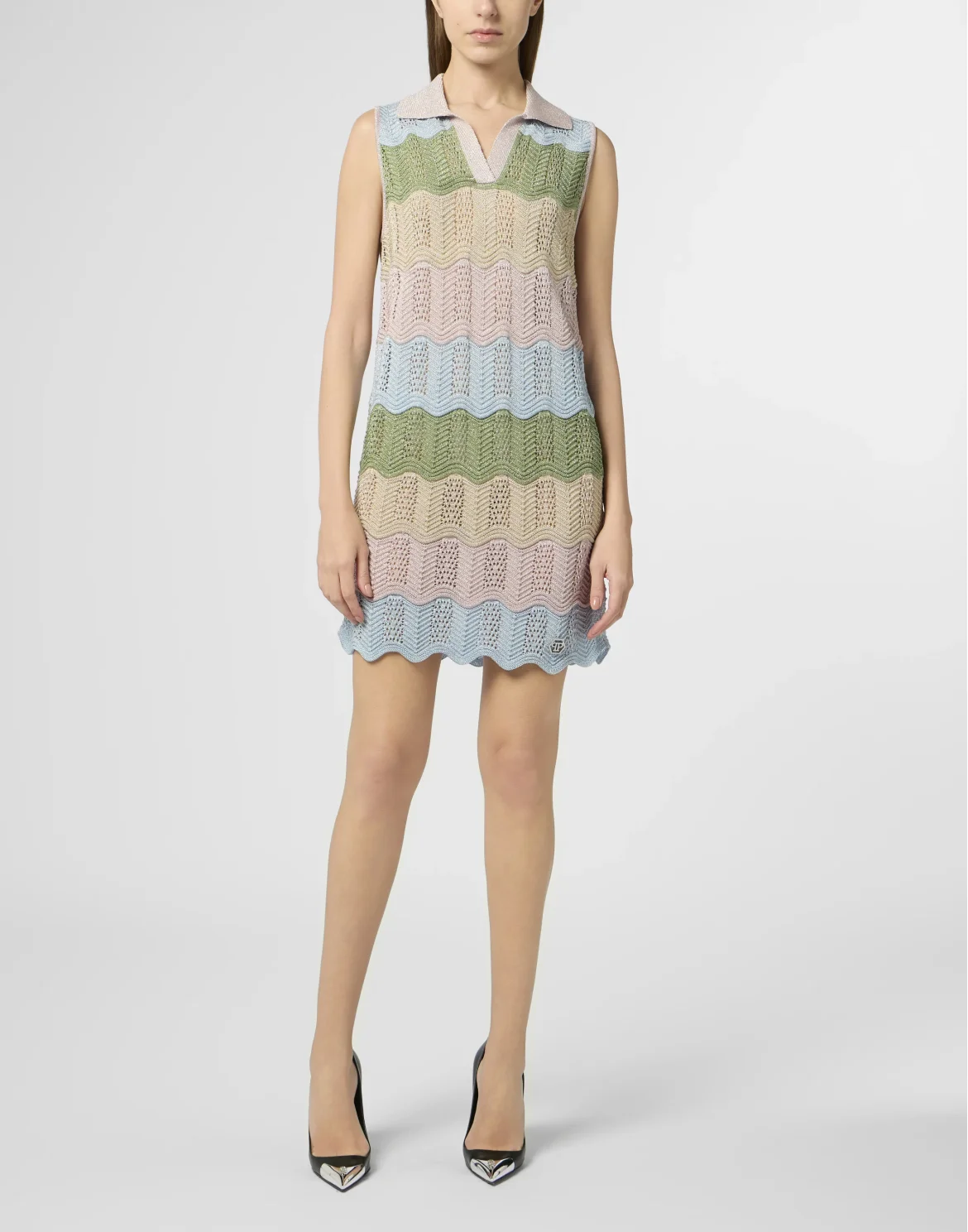 Polo Neck Mini Dress Color Wave, цвет: Мультиколор