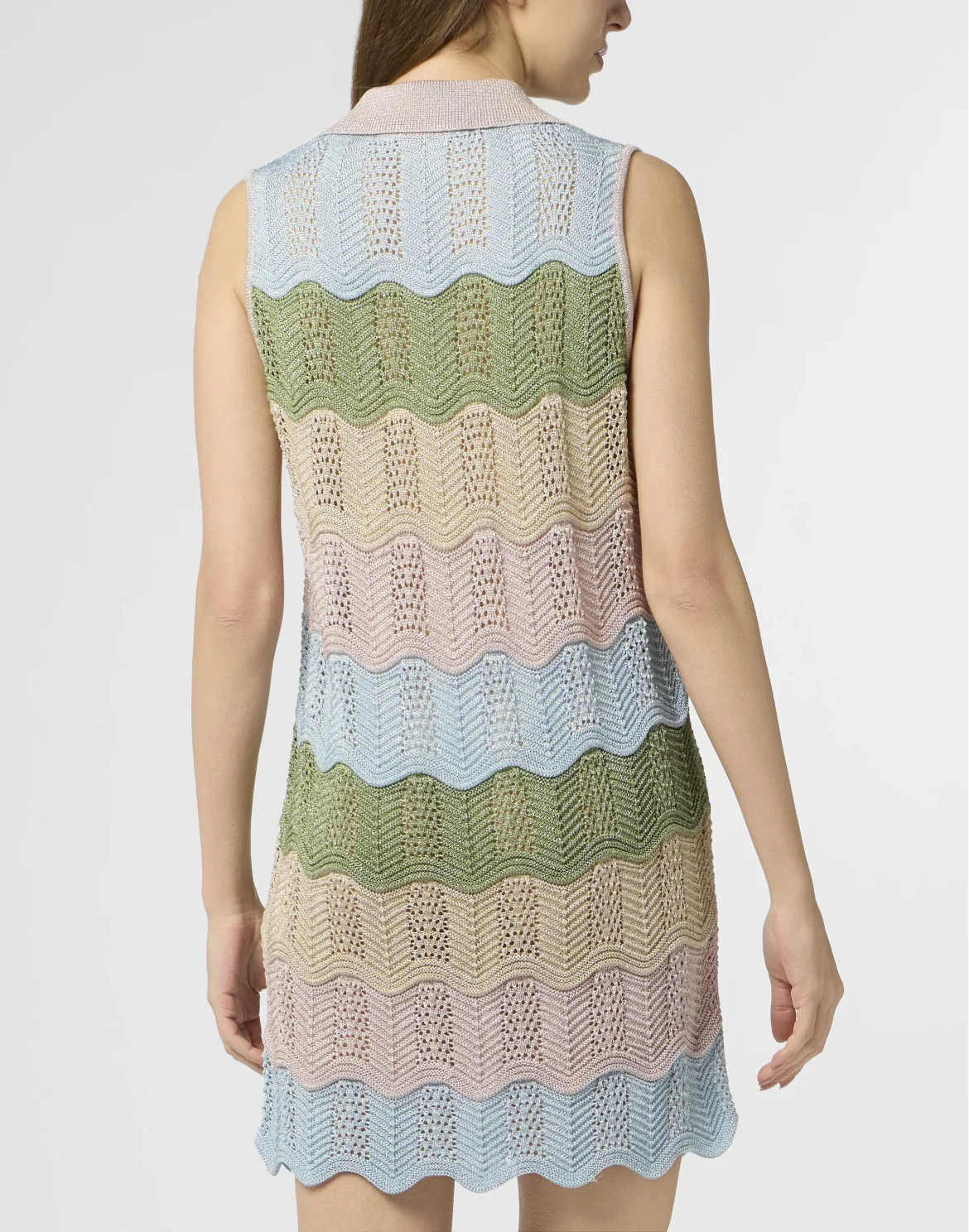 Polo Neck Mini Dress Color Wave, цвет: Мультиколор