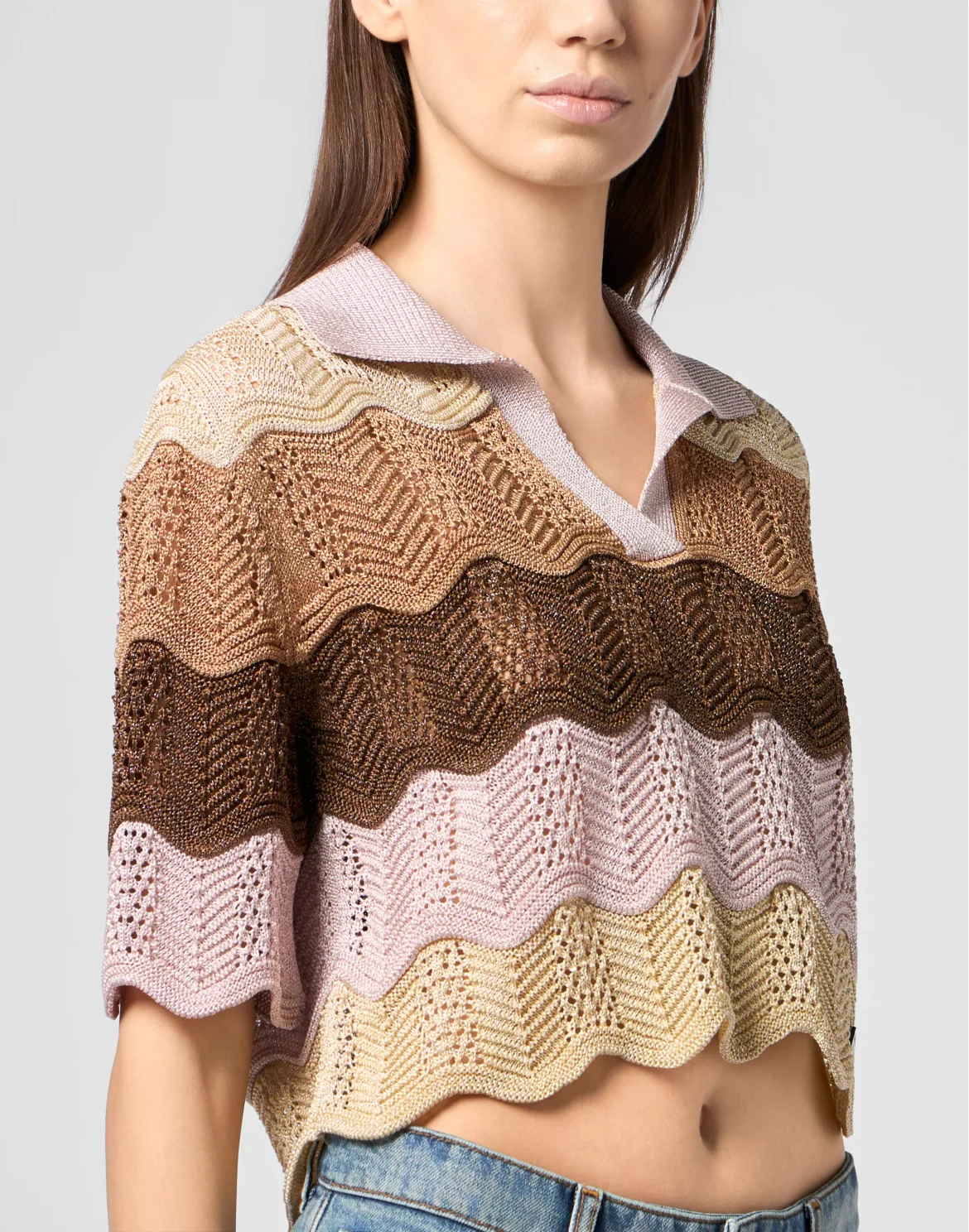 Knitted Polo T-Shirt Color Wave, цвет: Розовый