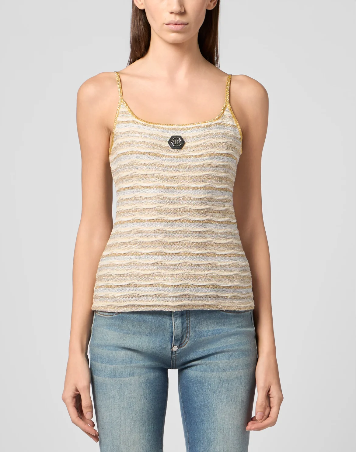 Knitted Tank Top, цвет: Бежевый
