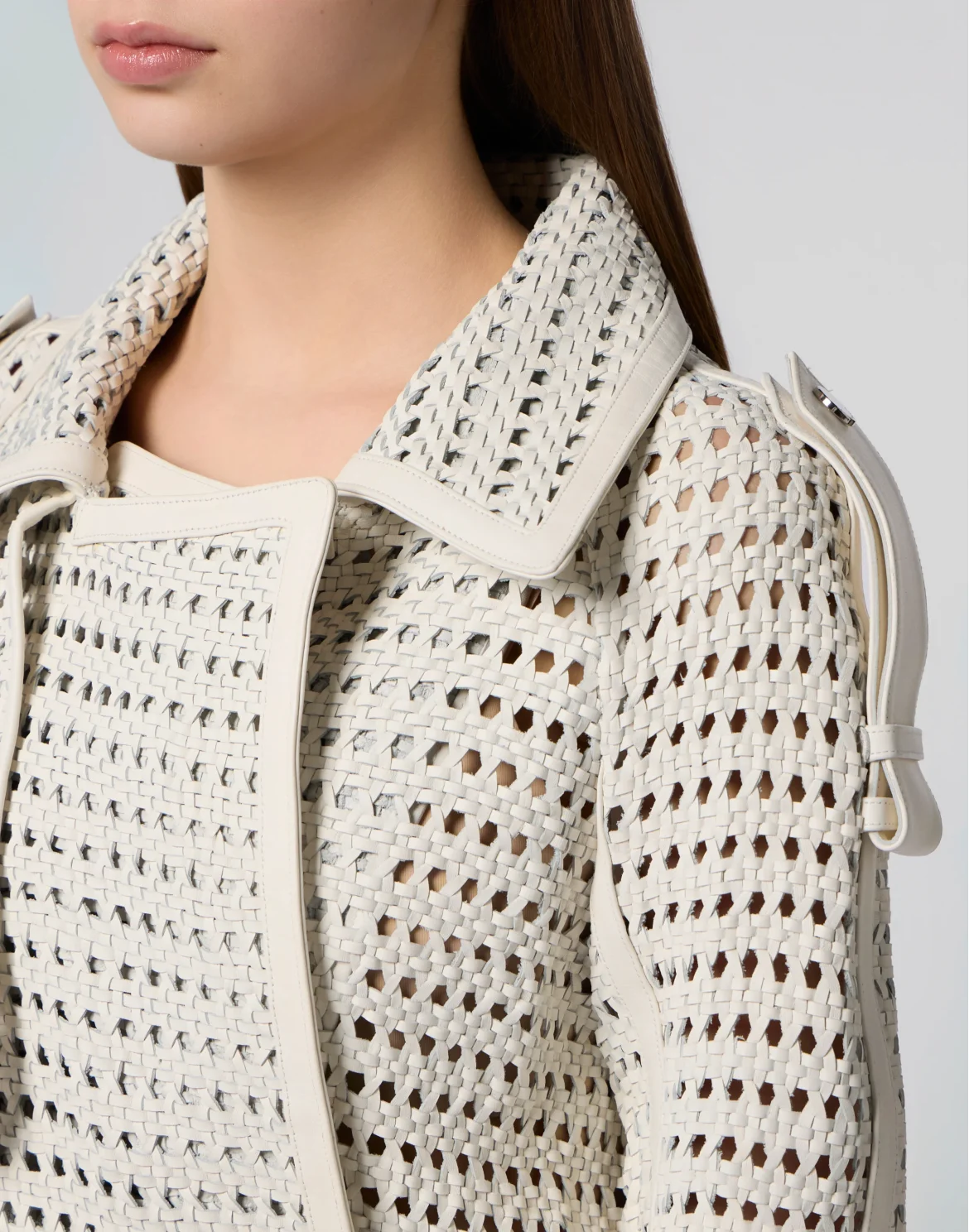 Weaved Leather Trench Coat, цвет: Бежевый
