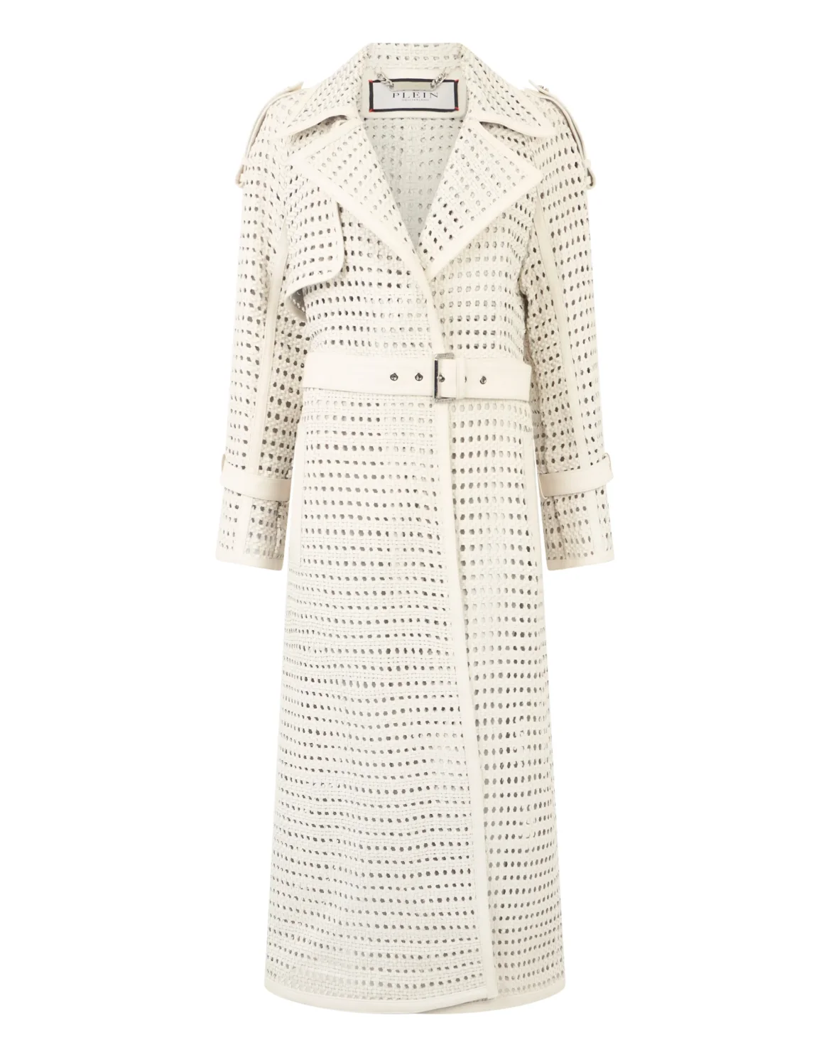 Weaved Leather Trench Coat, цвет: Бежевый