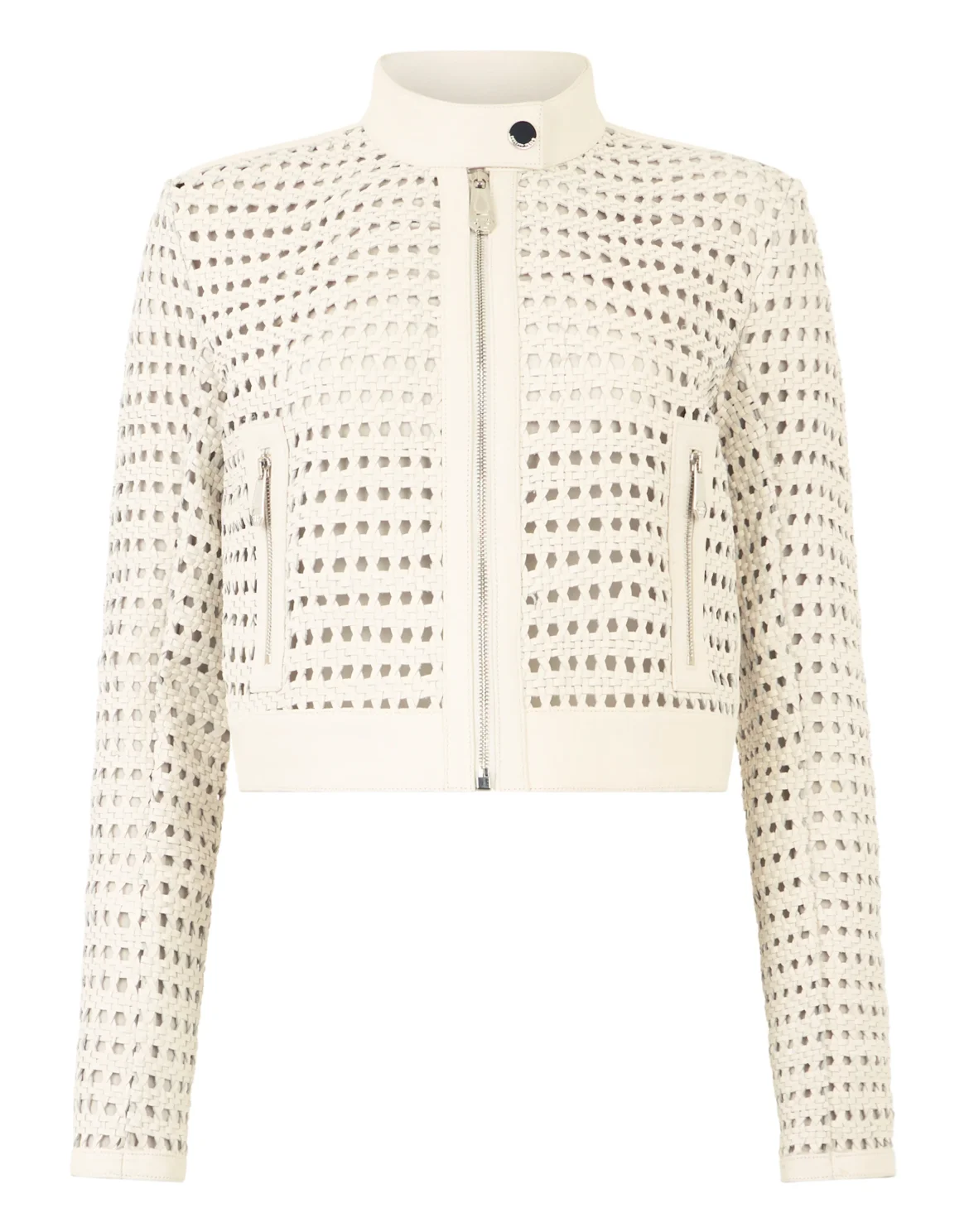 Weaved Leather Fitted Jacket, цвет: Белый