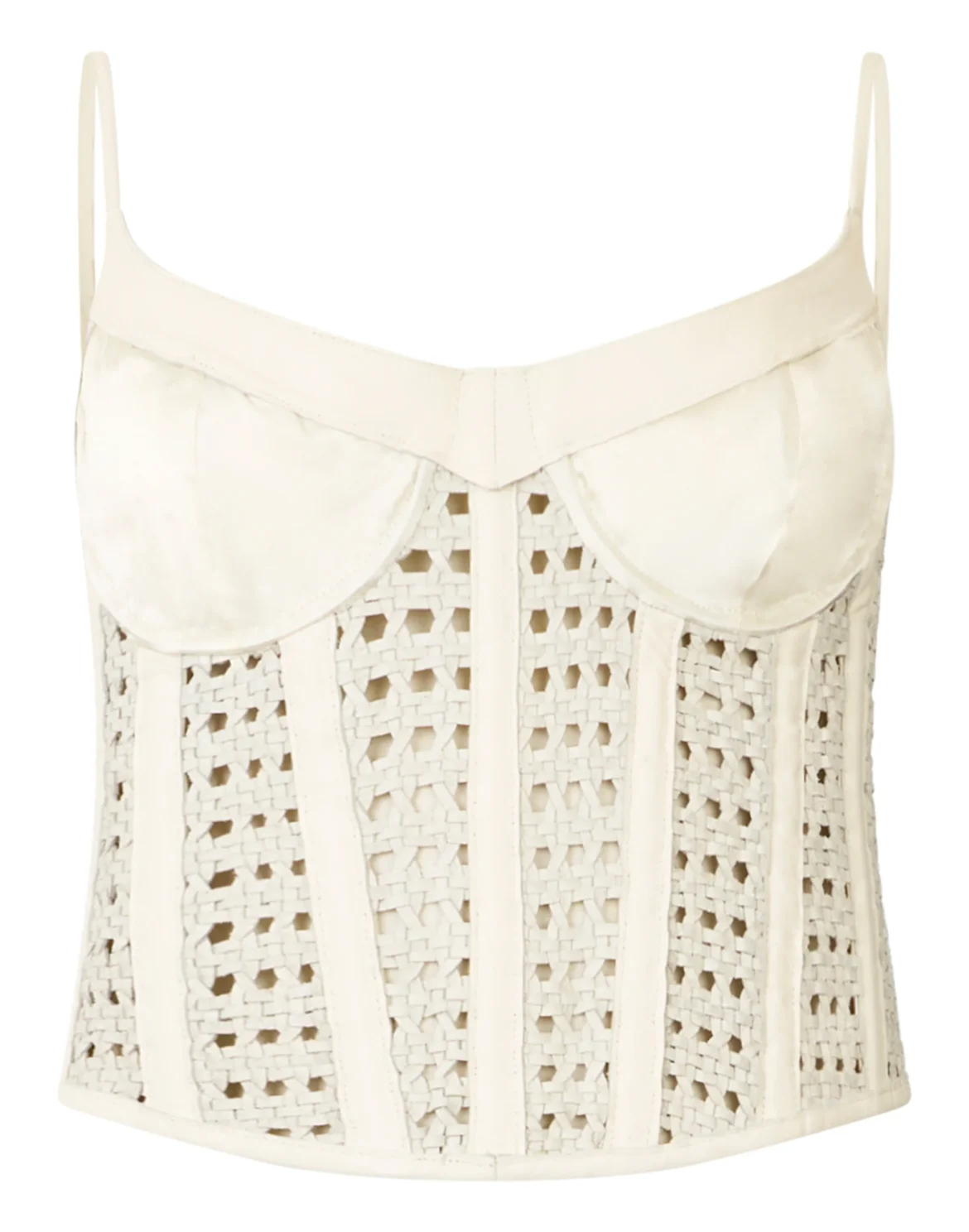 Weaved Leather Bustier, цвет: Бежевый