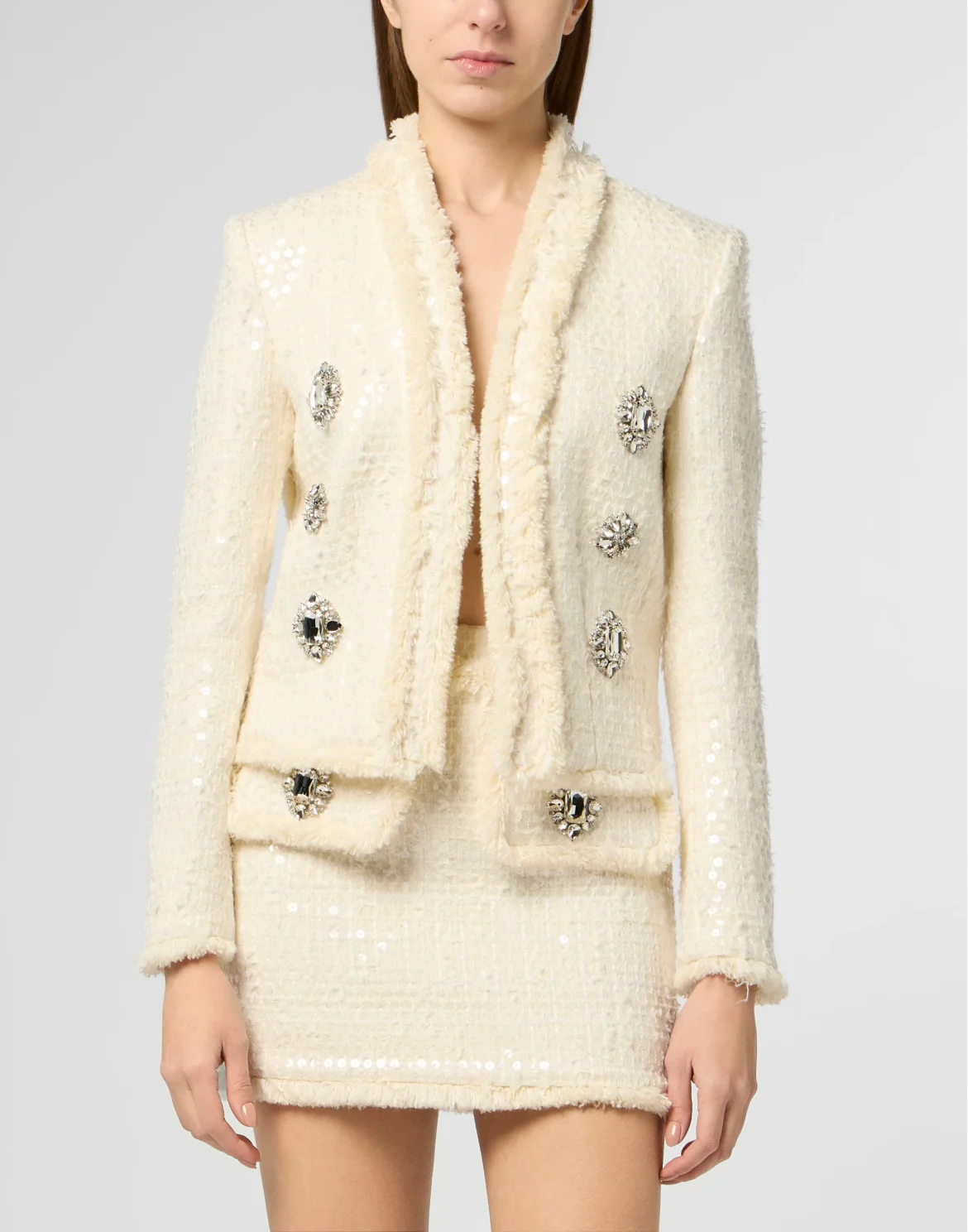 Tweed Bolero Paillettes, цвет: Белый